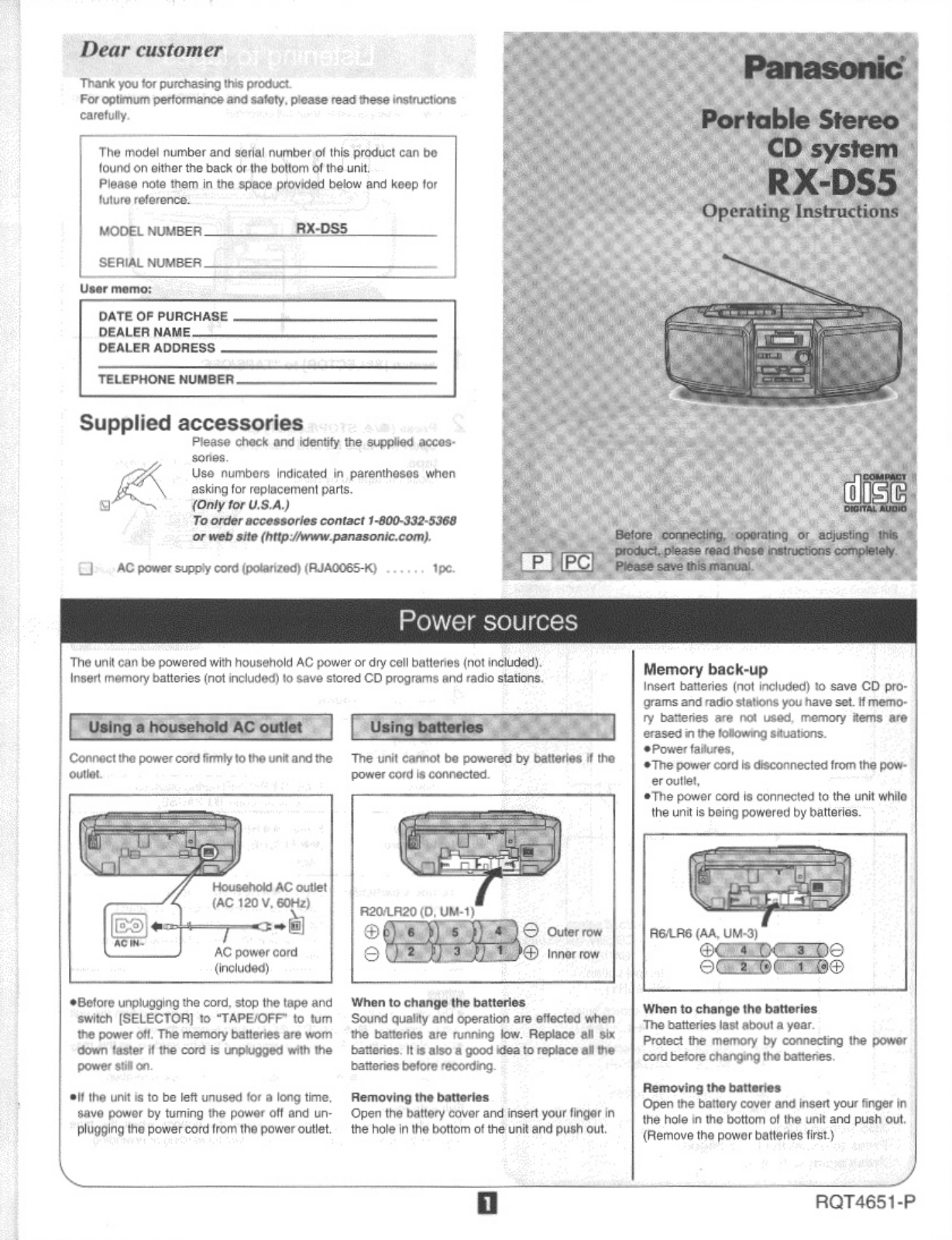 Panasonic RX-DS5 User Manual