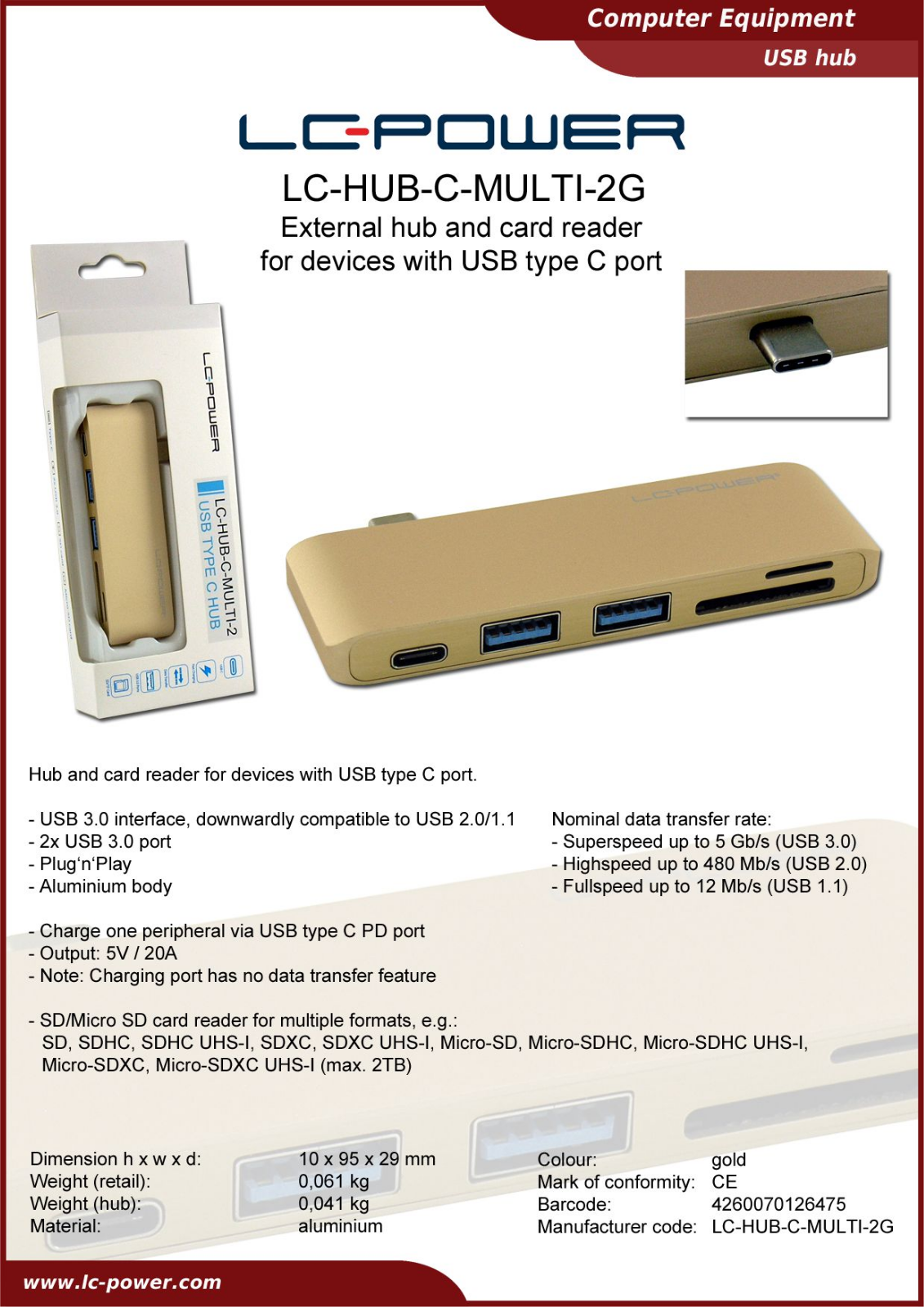 LC-Power LC-HUB-C-MULTI-2G User Manual