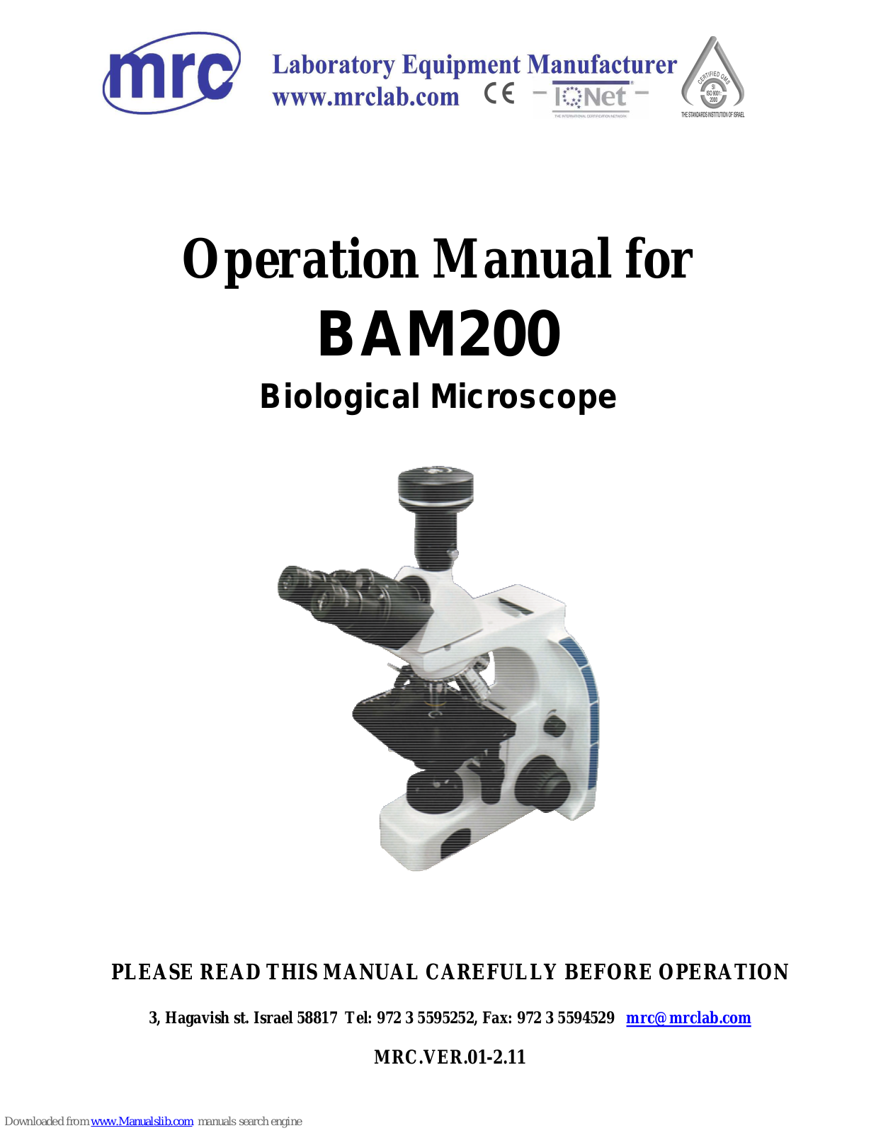 MRC BAM200 Operation Manual