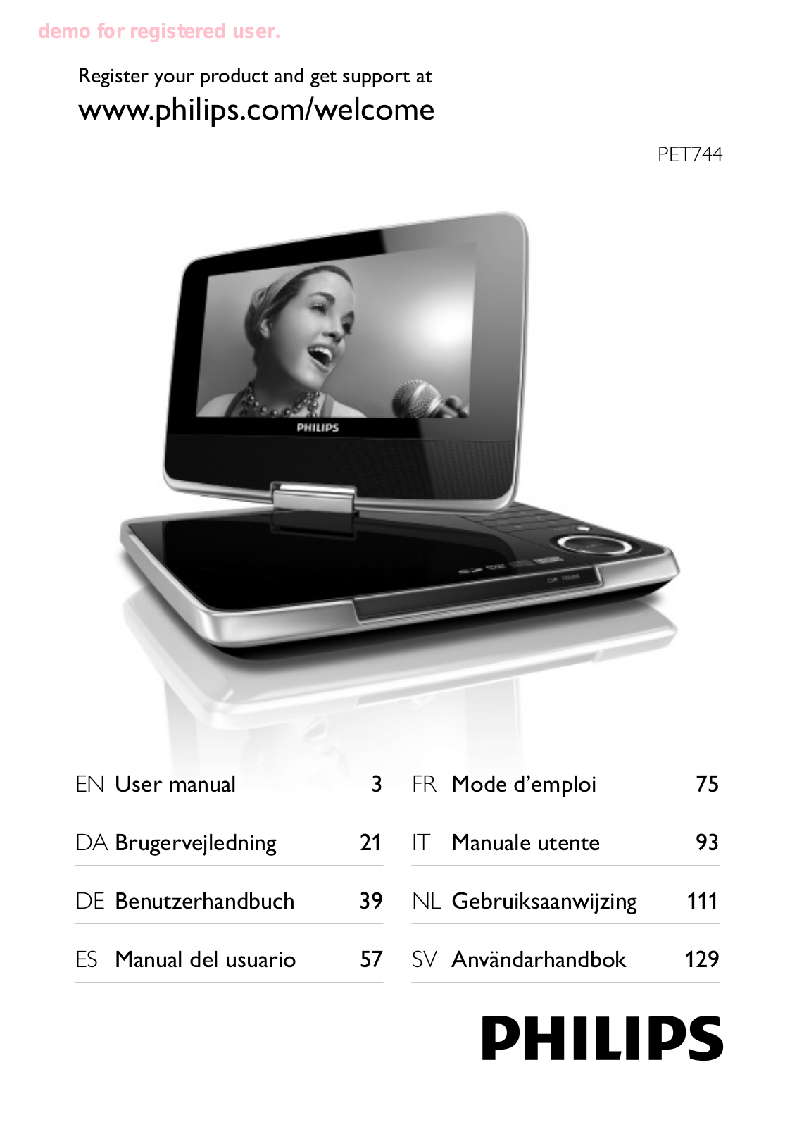 Philips PET744/12 User Manual