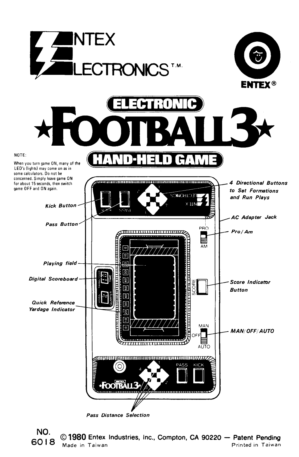 Entex Football 3 User Guide