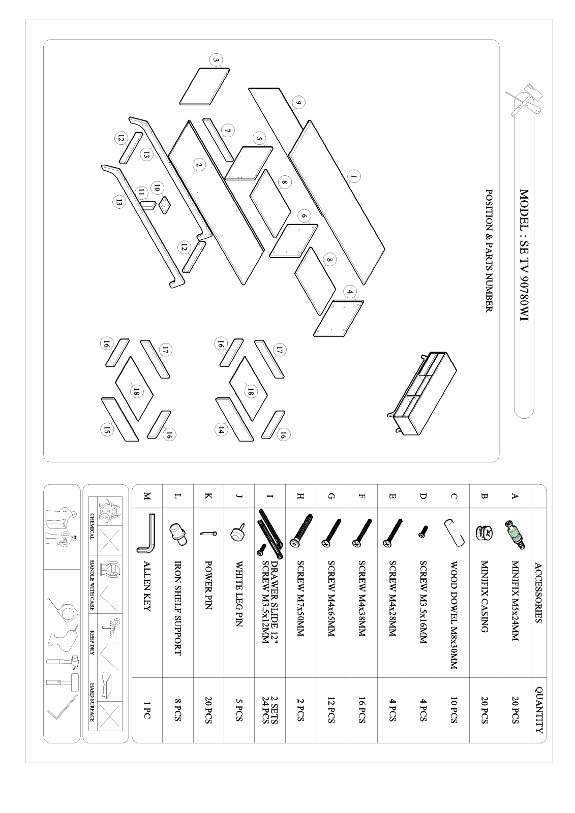 Wholesale Interiors SETV90780WICOLUMBIADARKGREYTVSTAND User Manual