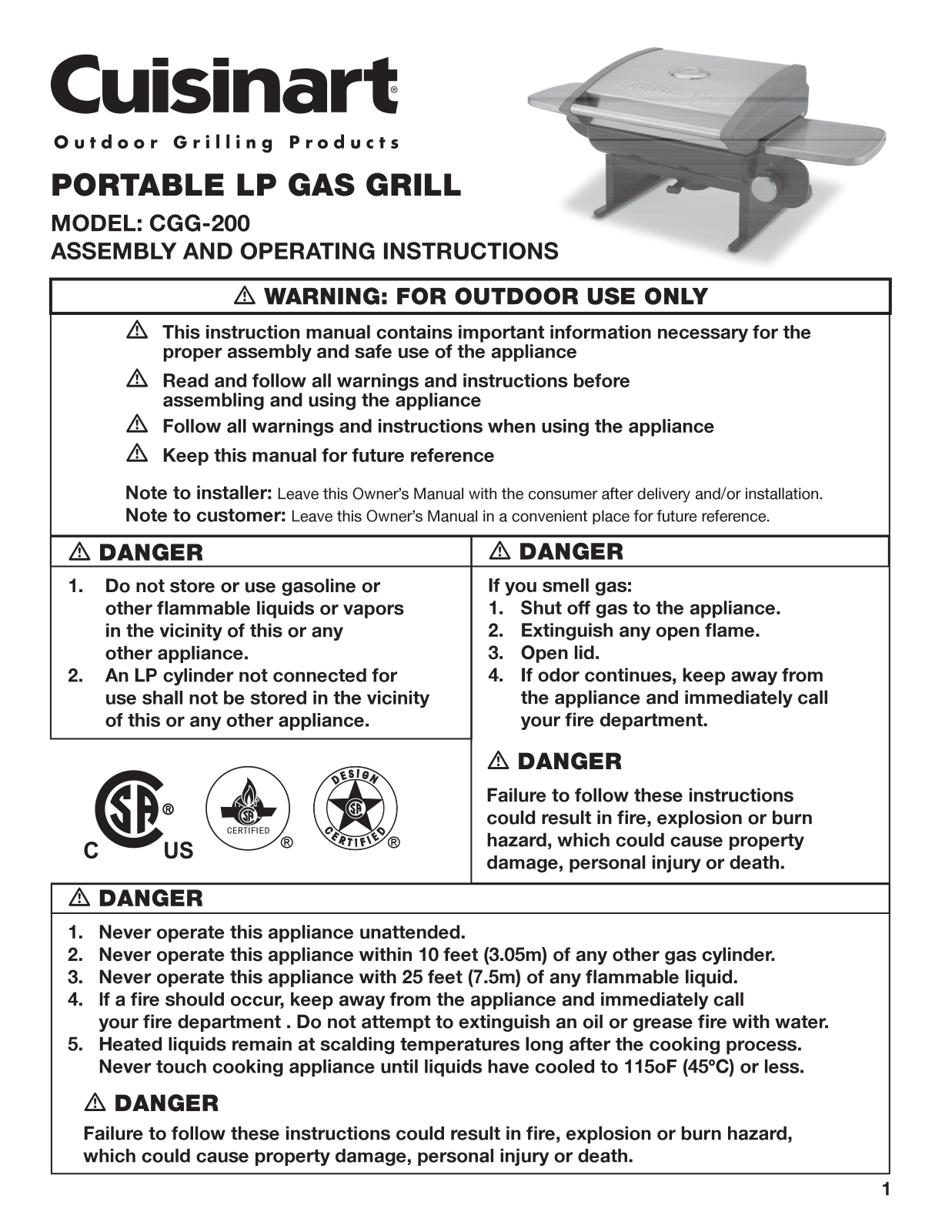 Cuisinart CCG-200 User Manual