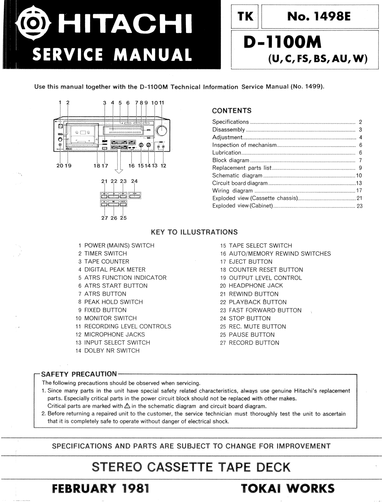 Hitachi D-1100-M Service manual