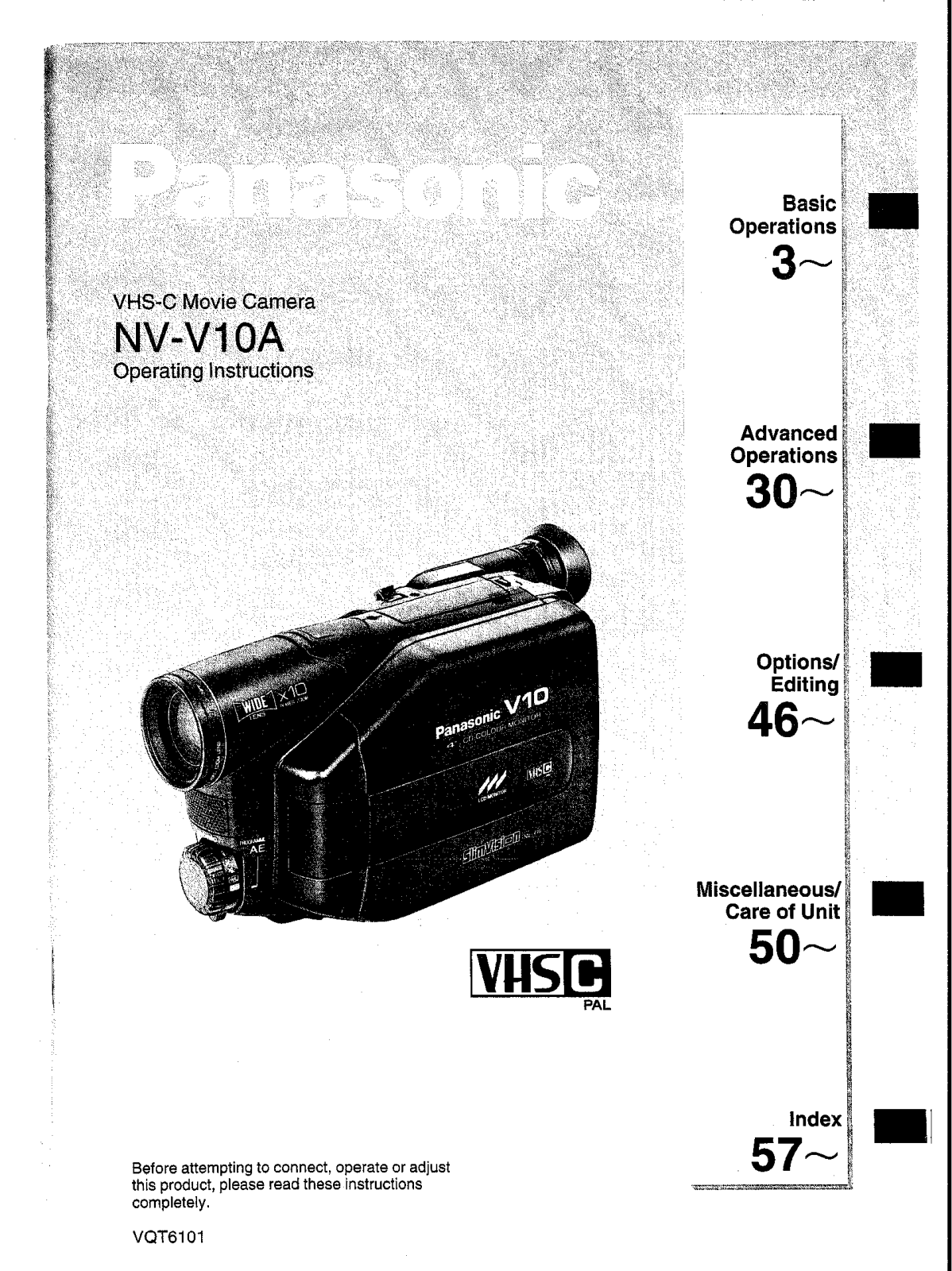 Panasonic NV-V10A User Manual