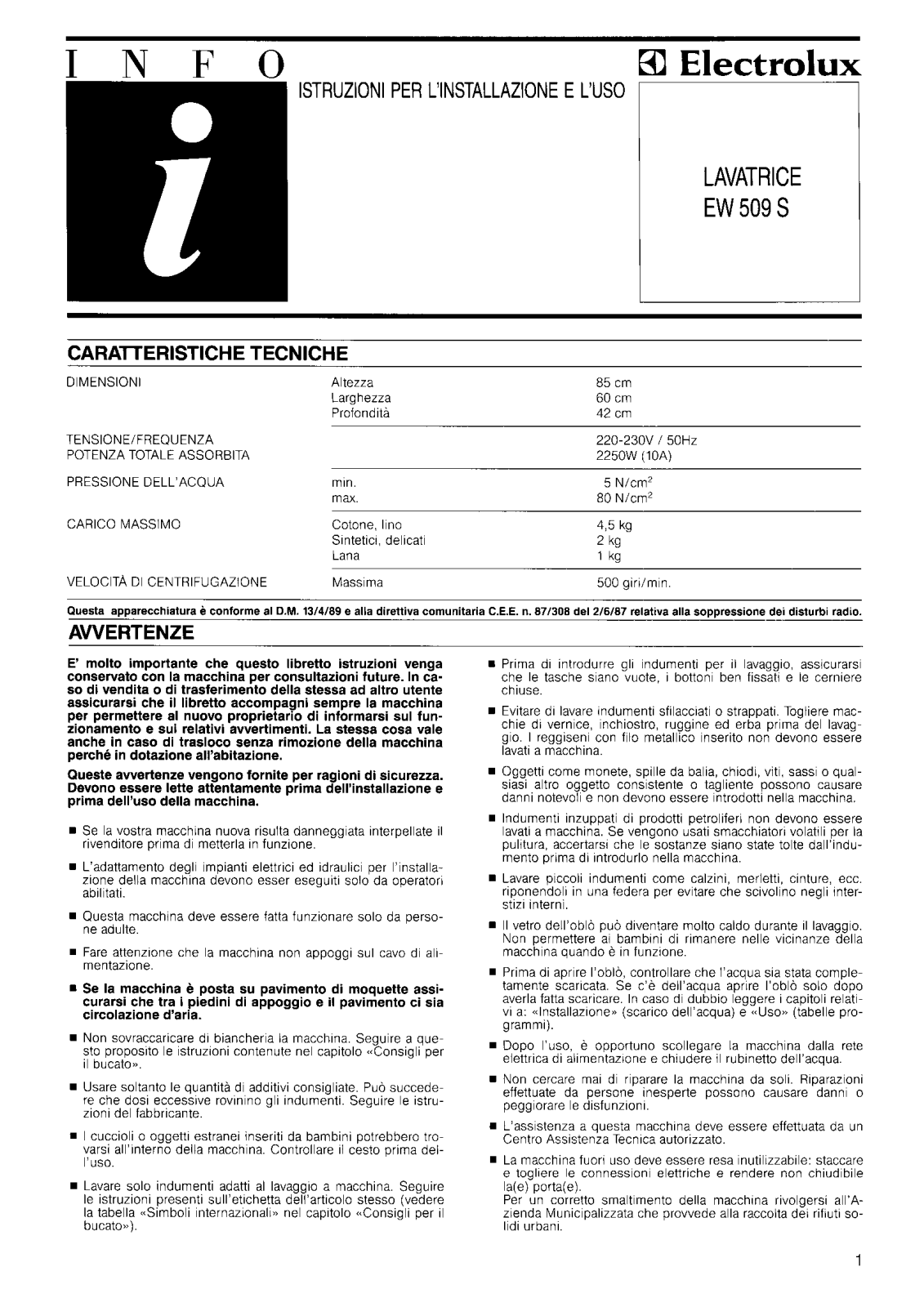 AEG EW509S User Manual