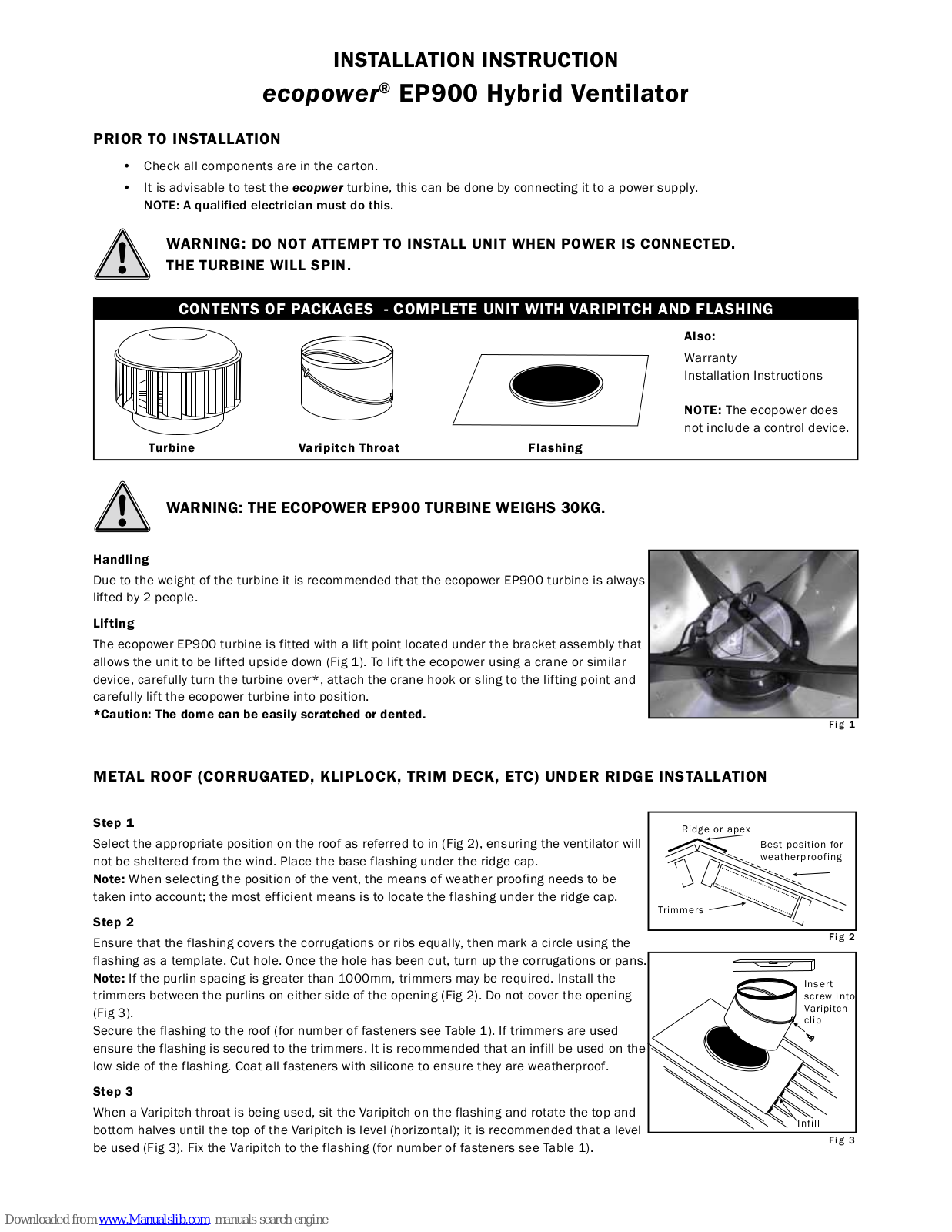 Edmonds ecopower EP900 Installation Instruction