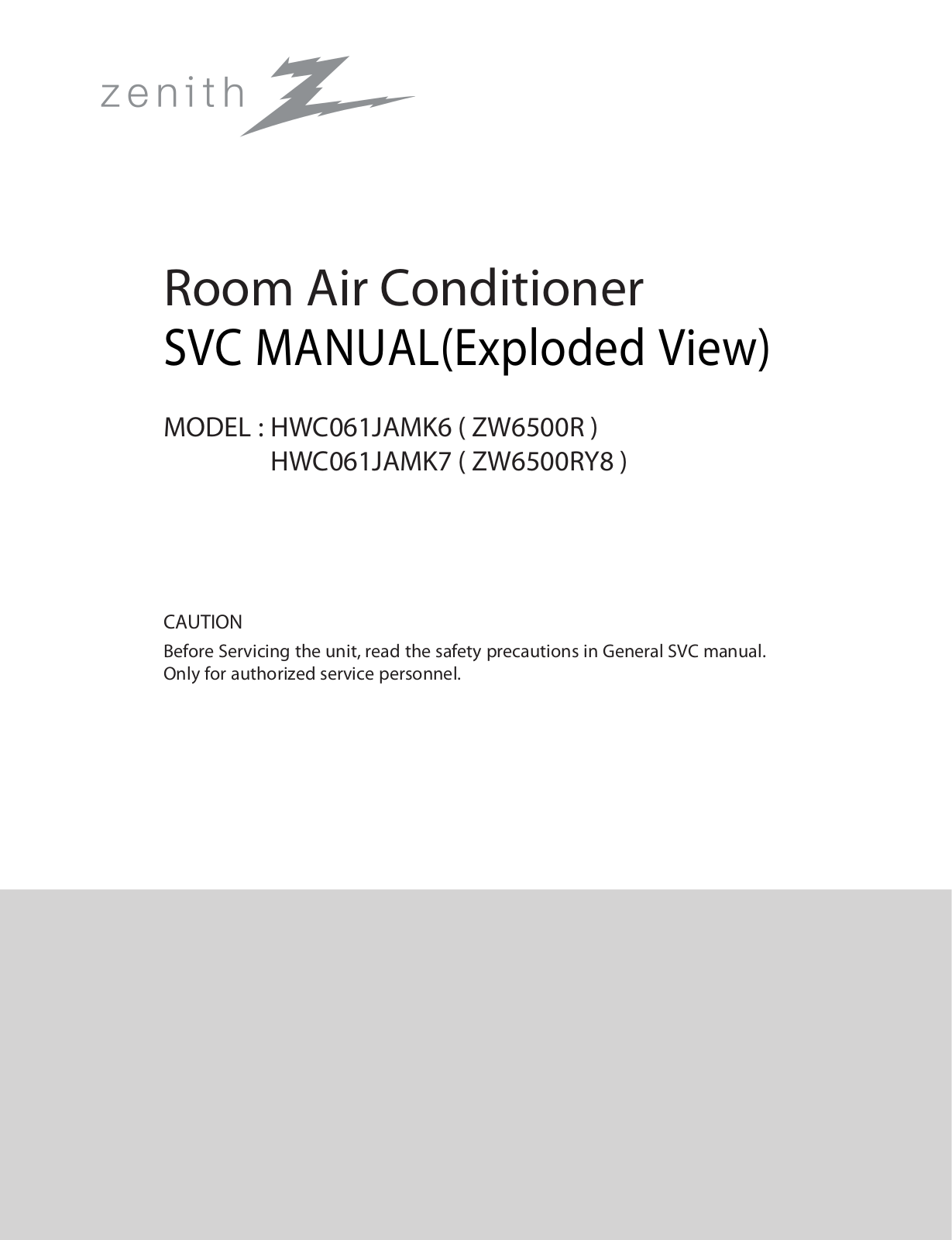 Zenith Zw6500r Service Manual