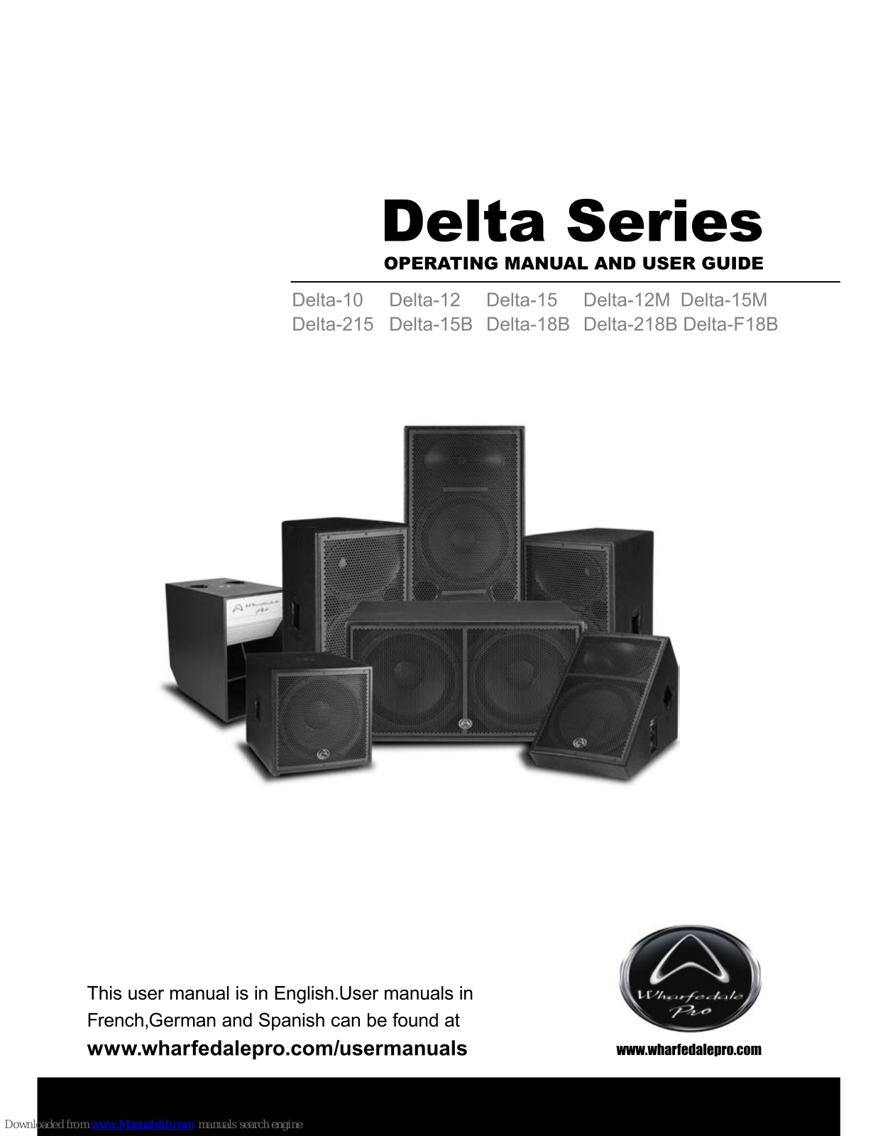 Wharfedale Pro Delta-10, Delta-F18B Operating Manual And User Manual