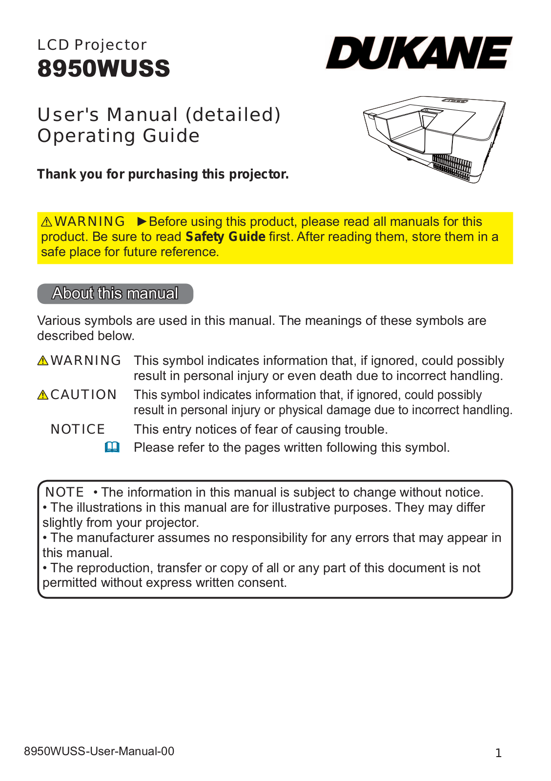 Dukane 8950WUSS User Manual