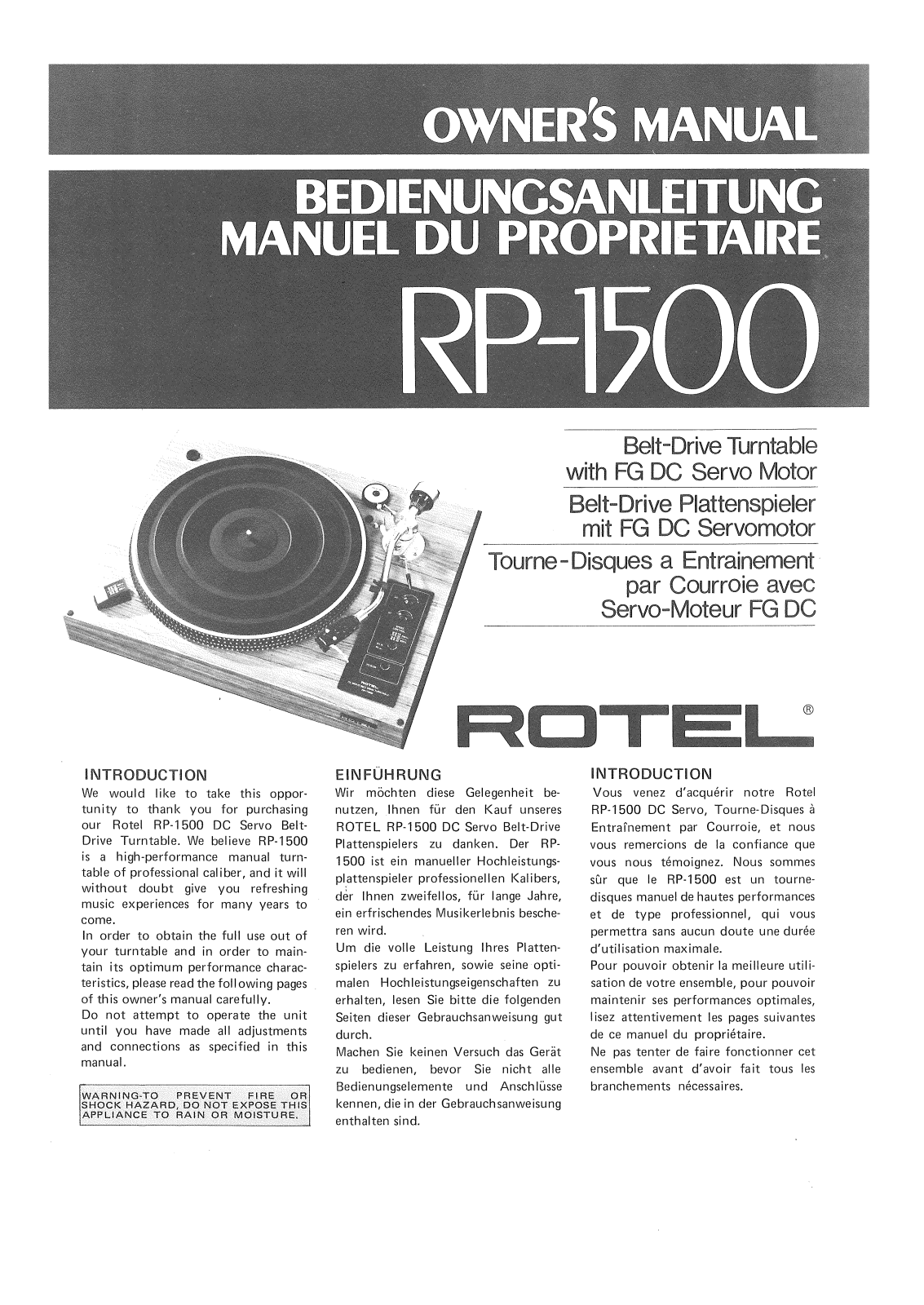 Rotel RP-1500 User Manual