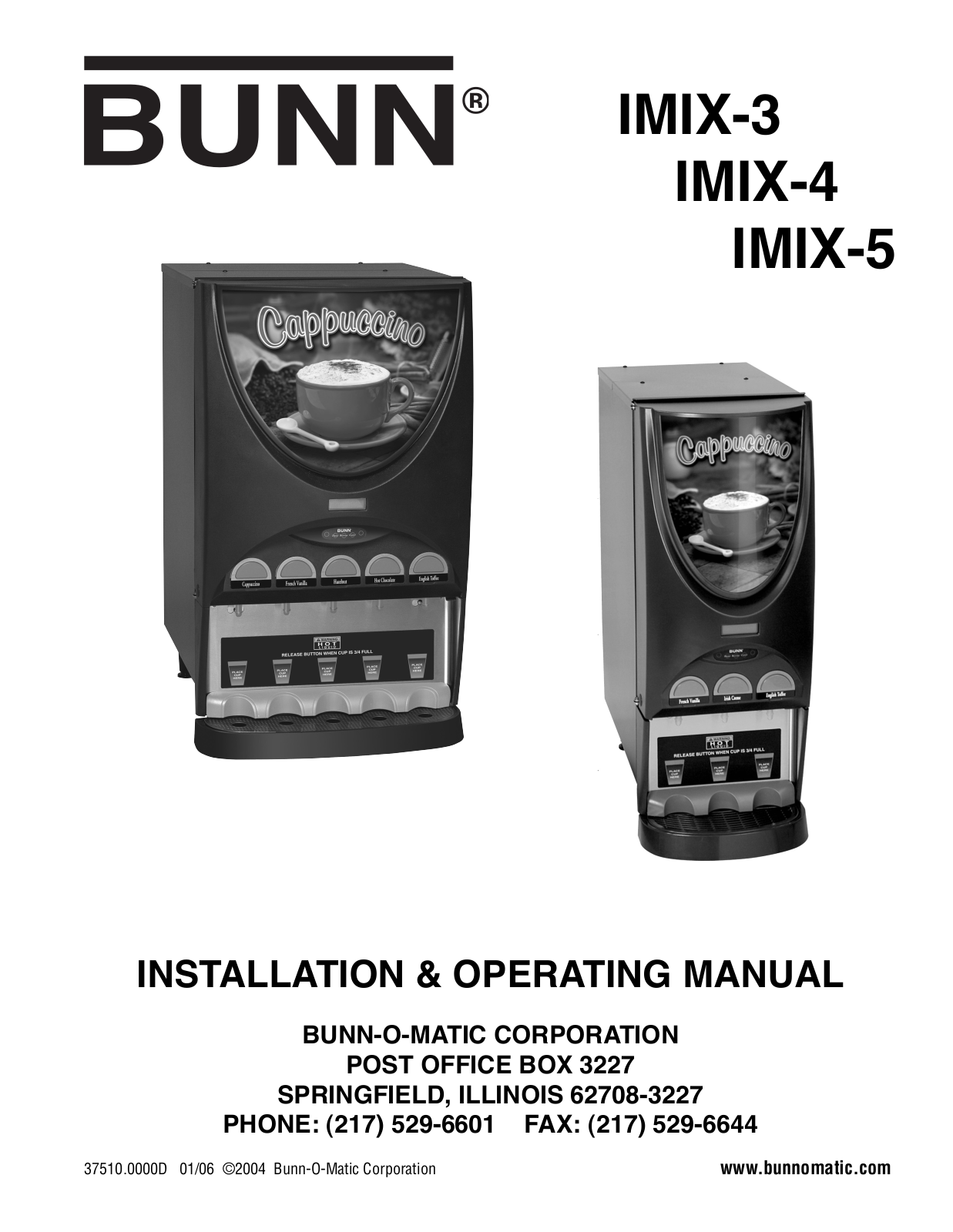 Bunn IMIX-4, IMIX 3, IMIX-5 User Manual