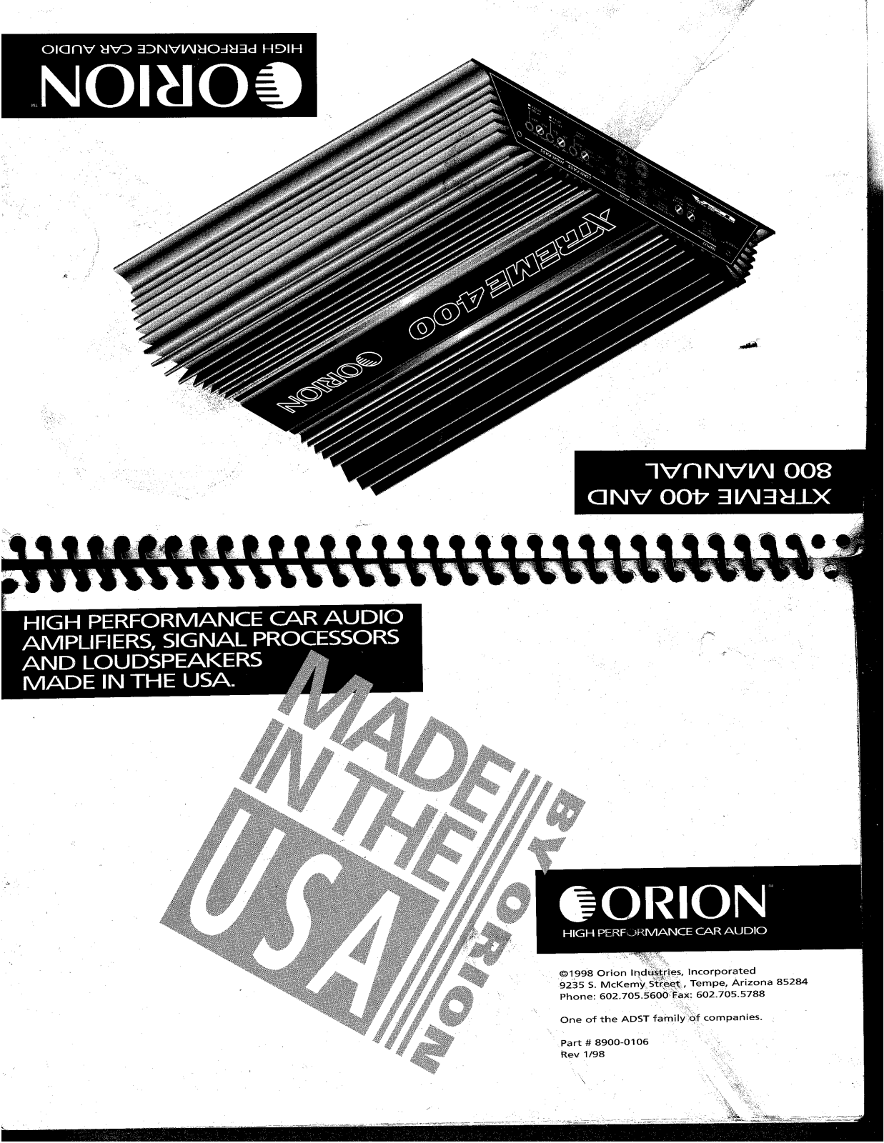 ORION XTR800, XTR400 Owners Manual