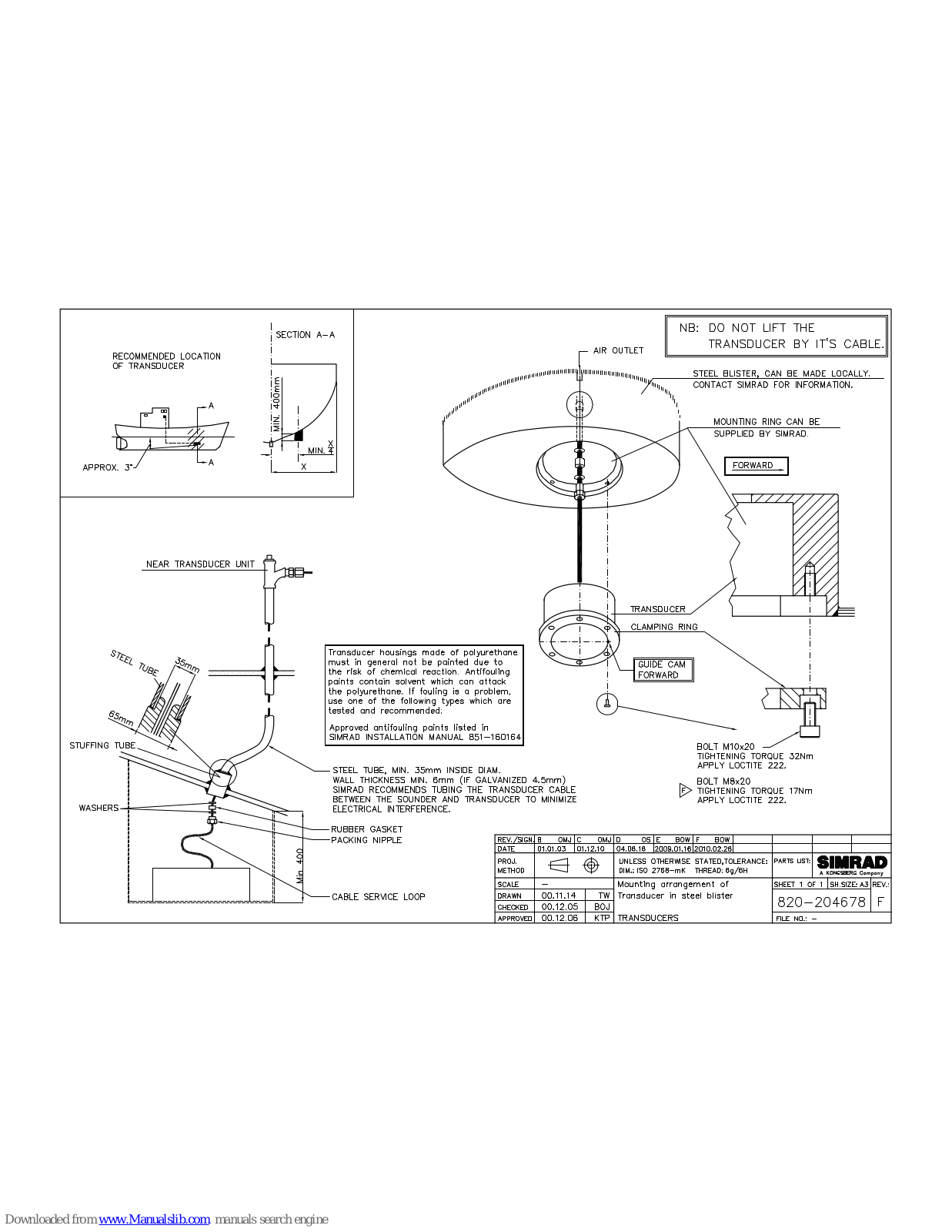 Simrad MOUNTING ARRANGEMENT - SCHEMA REV F User Manual