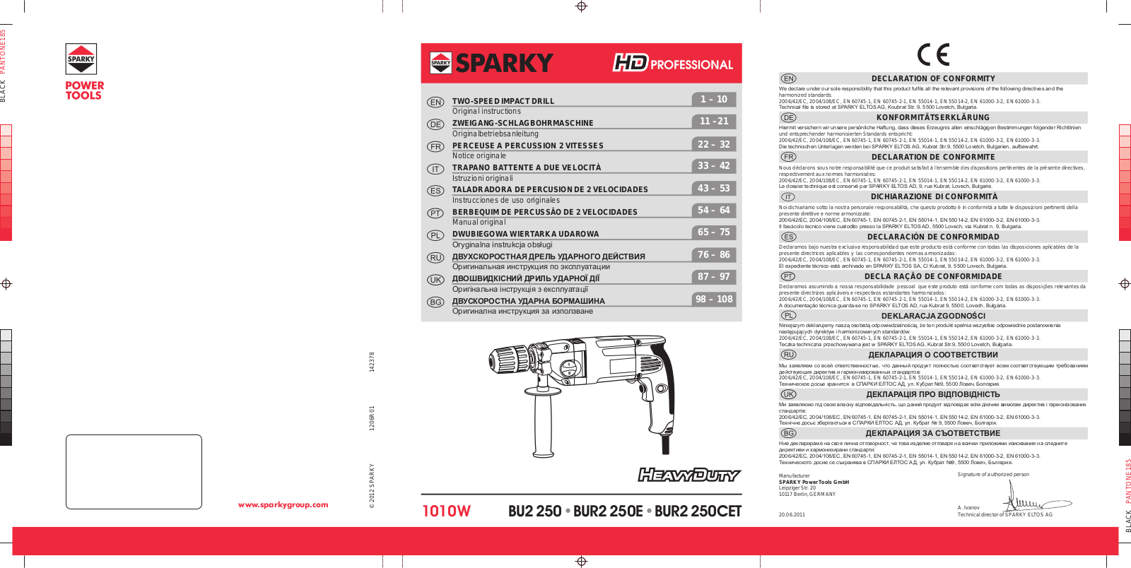 Sparky BUR2 250CET User Manual