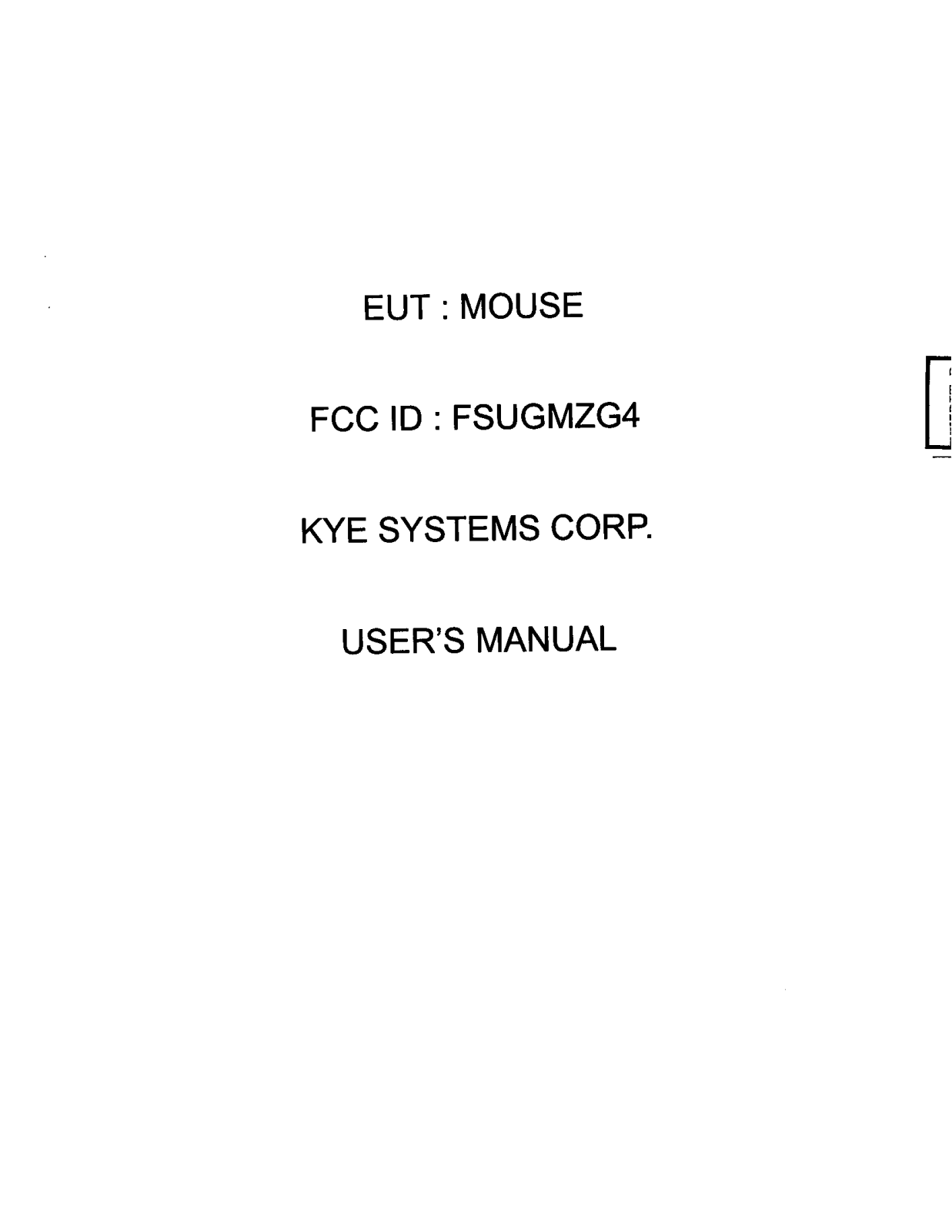 KYE SYSTEMS GMZG4 User Manual