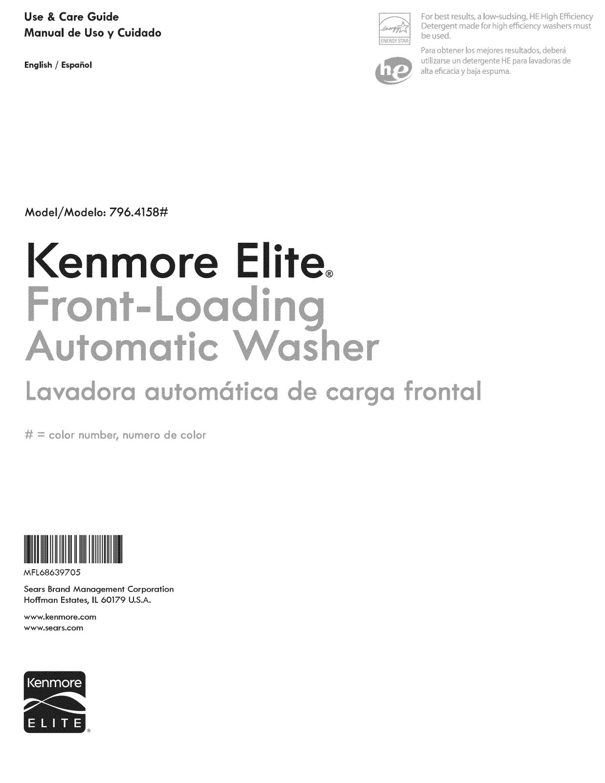Kenmore Elite 79641482411, 79641583411, 79641583410, 79641582411, 79641582410 Owner’s Manual