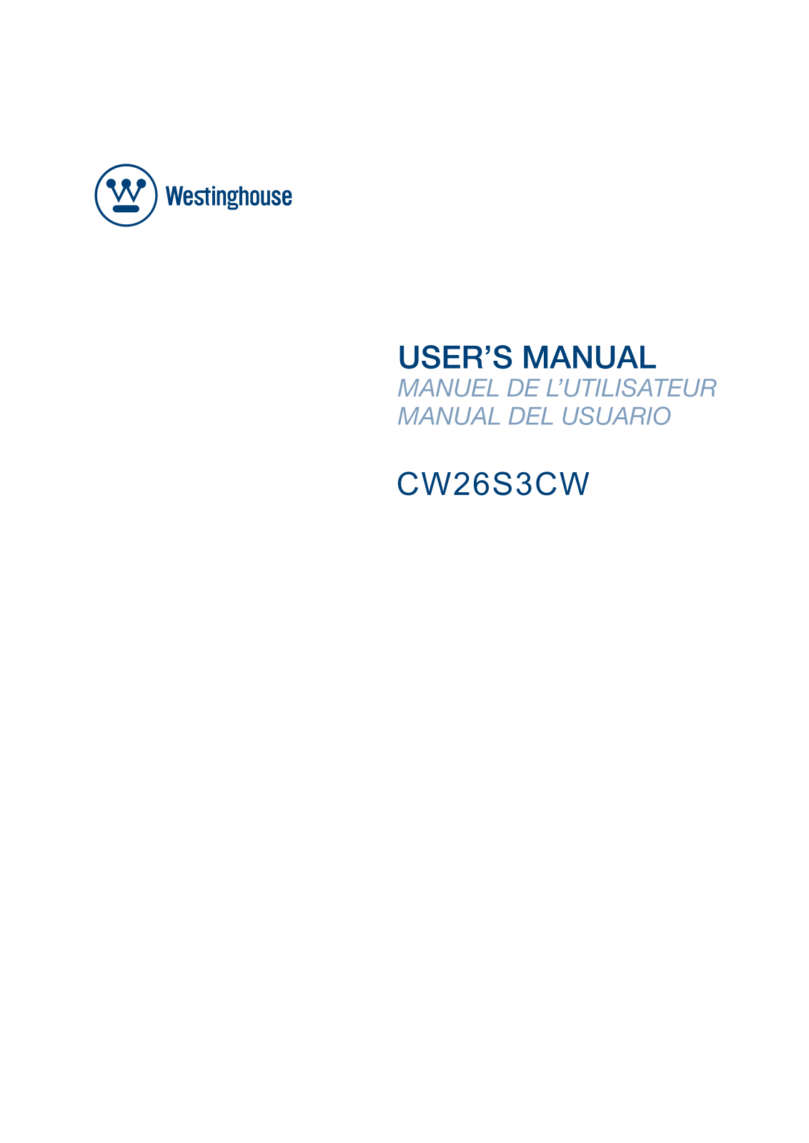 Westinghouse Digital CW26S3CW User Manual