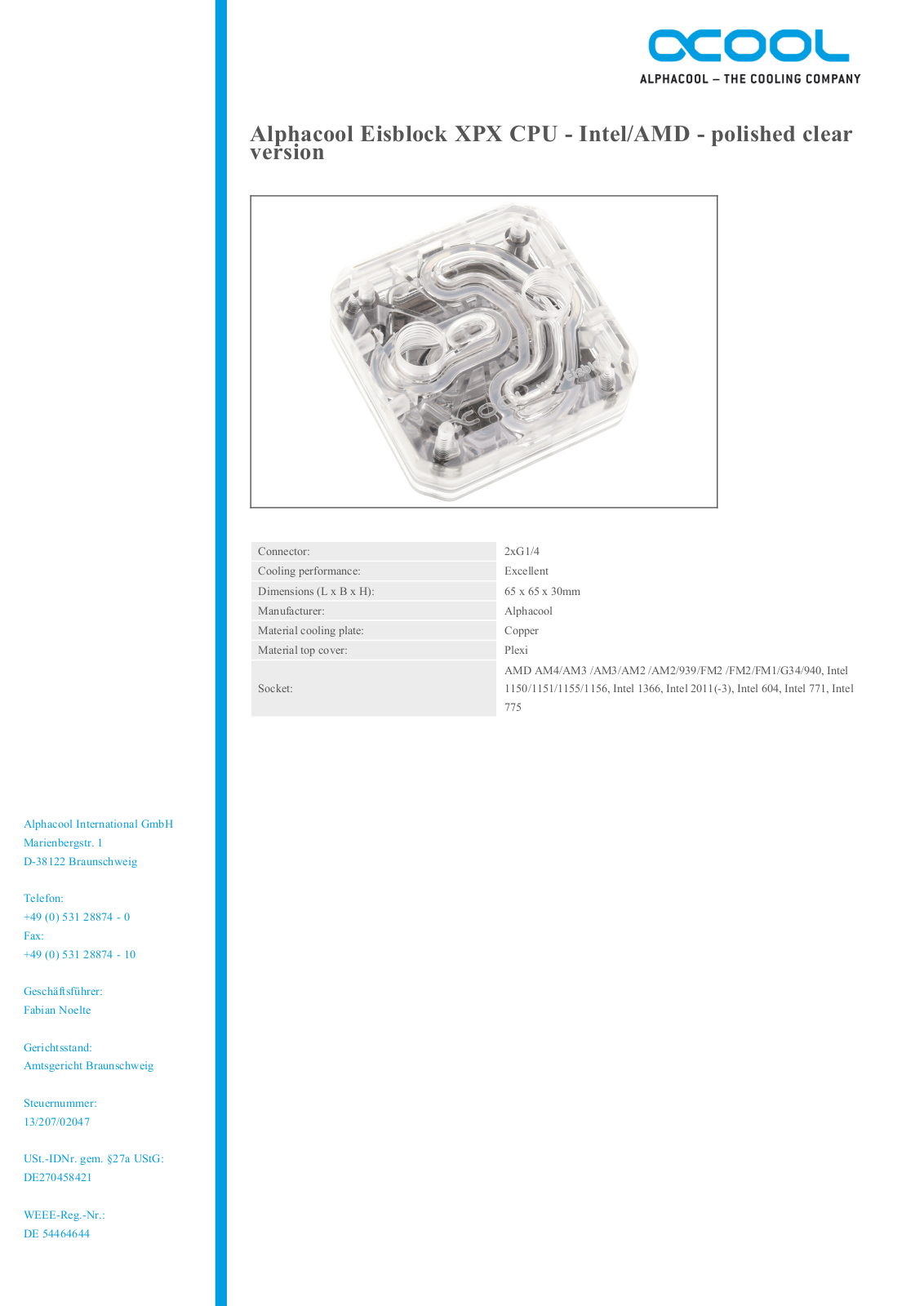 Alphacool Eisblock XPX CPU User Manual - ManualMachine.com