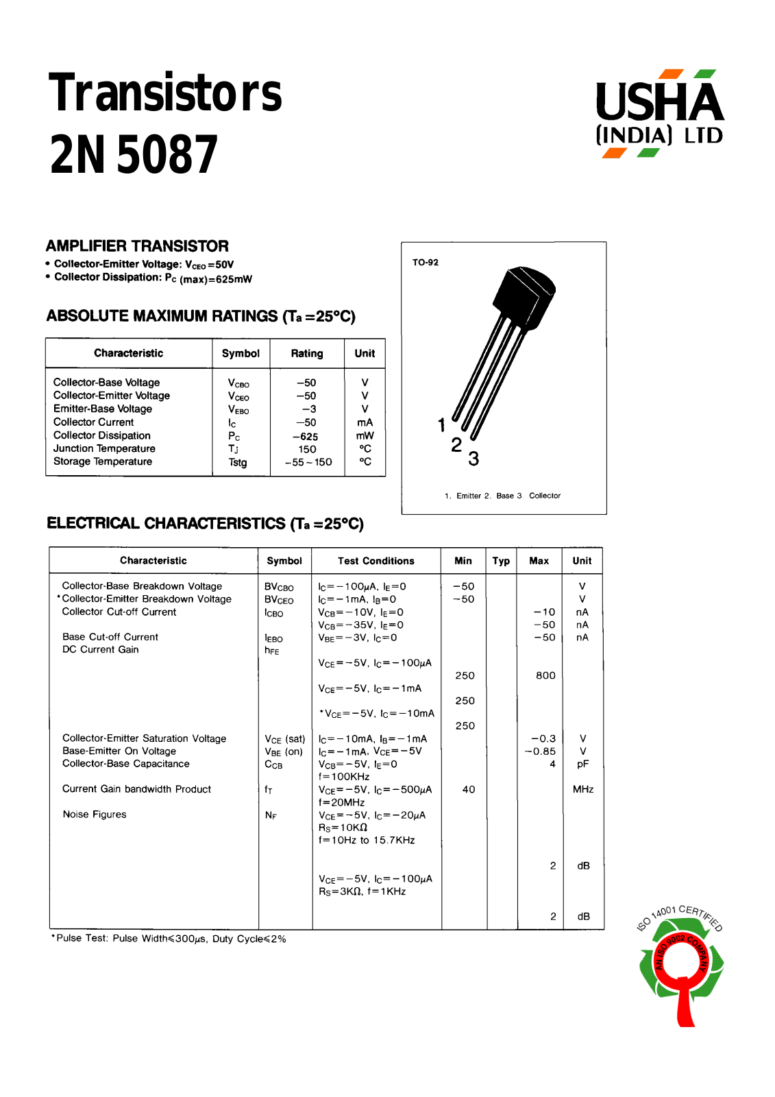 USHA 2N5087 Datasheet