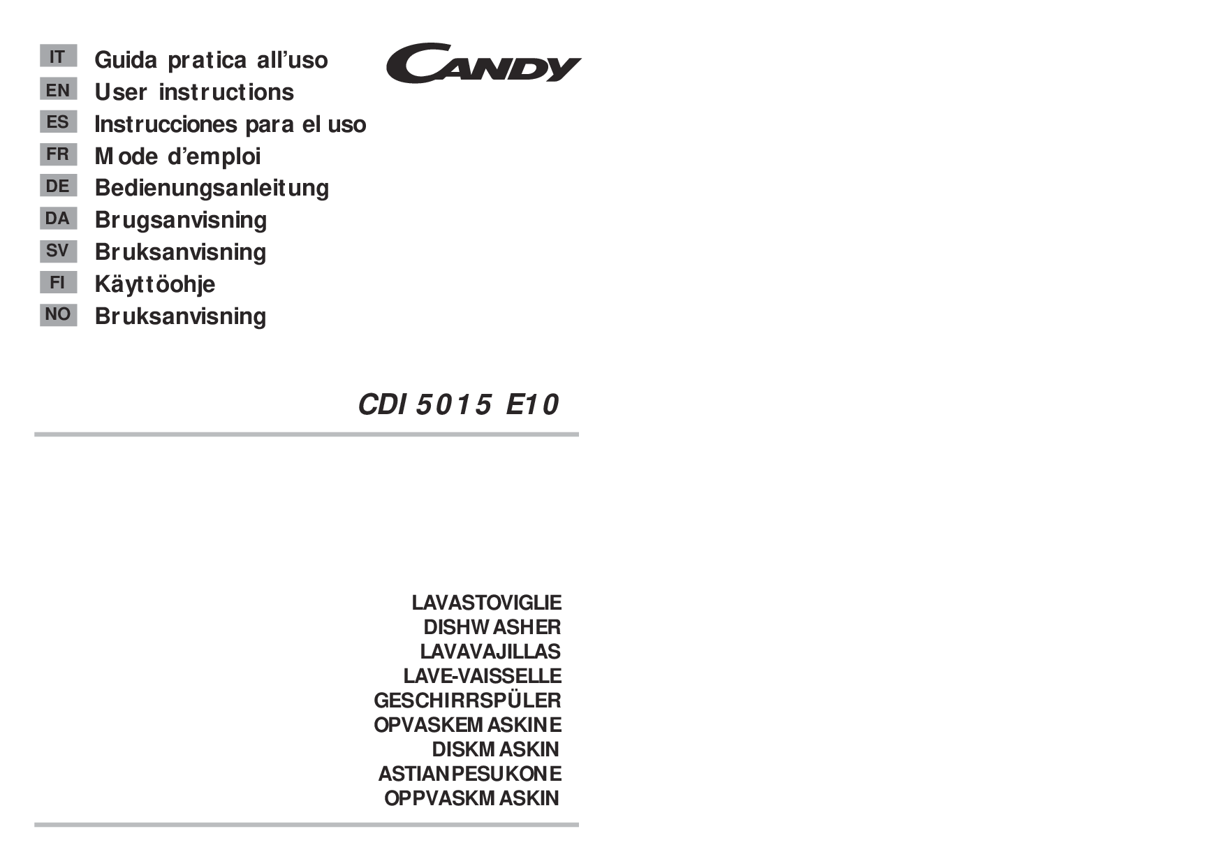 Candy CDI 5015 E10 User Manual