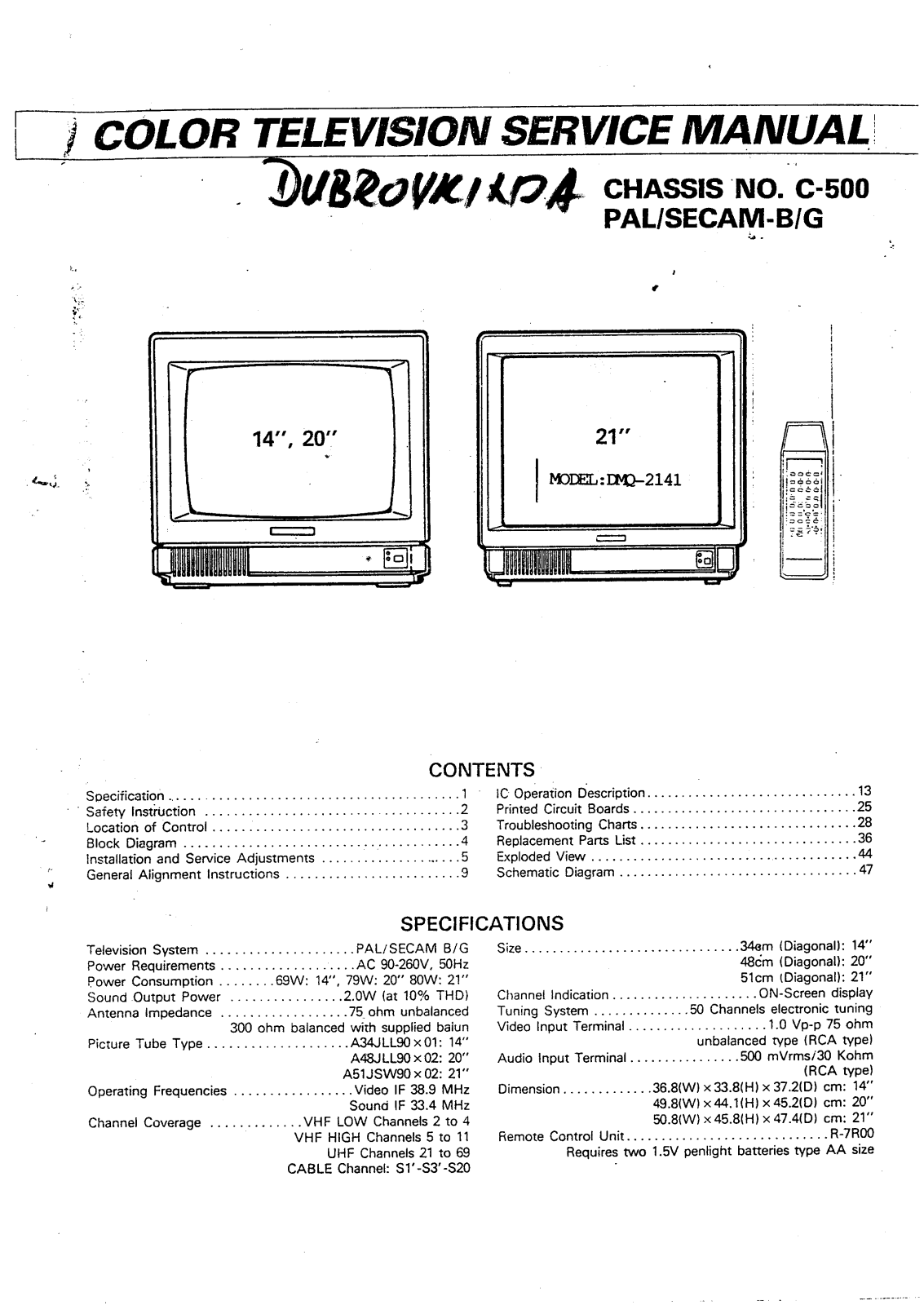 Daewoo C-500 Service Manual