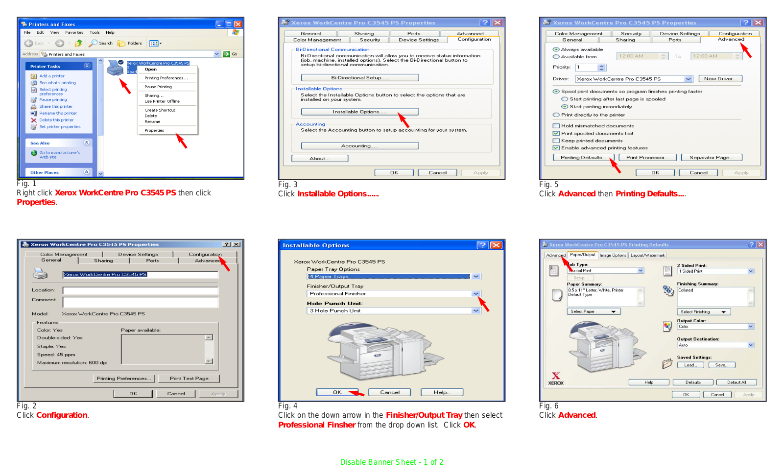 Xerox WORKCENTRE PRO C3545, WORKCENTRE PRO C2128, WORKCENTRE PRO C2636 Disable Banner Sheet