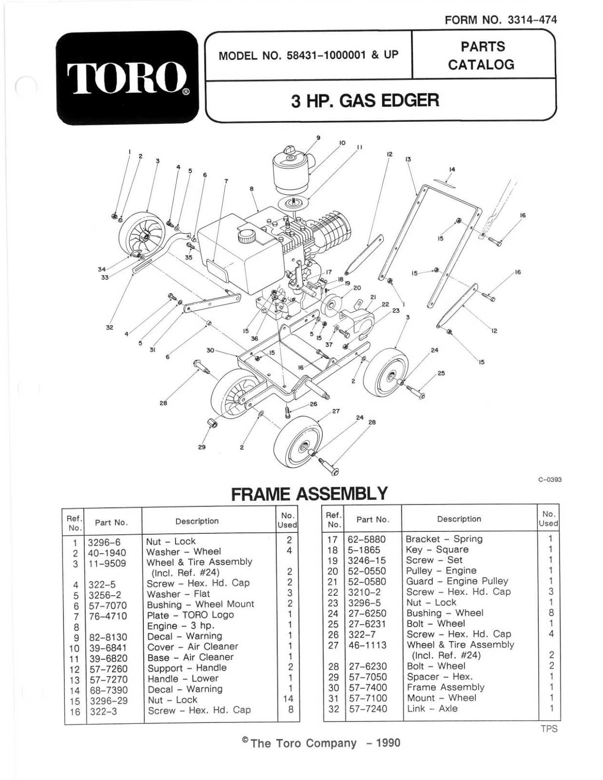 Toro 58431 Parts Catalogue