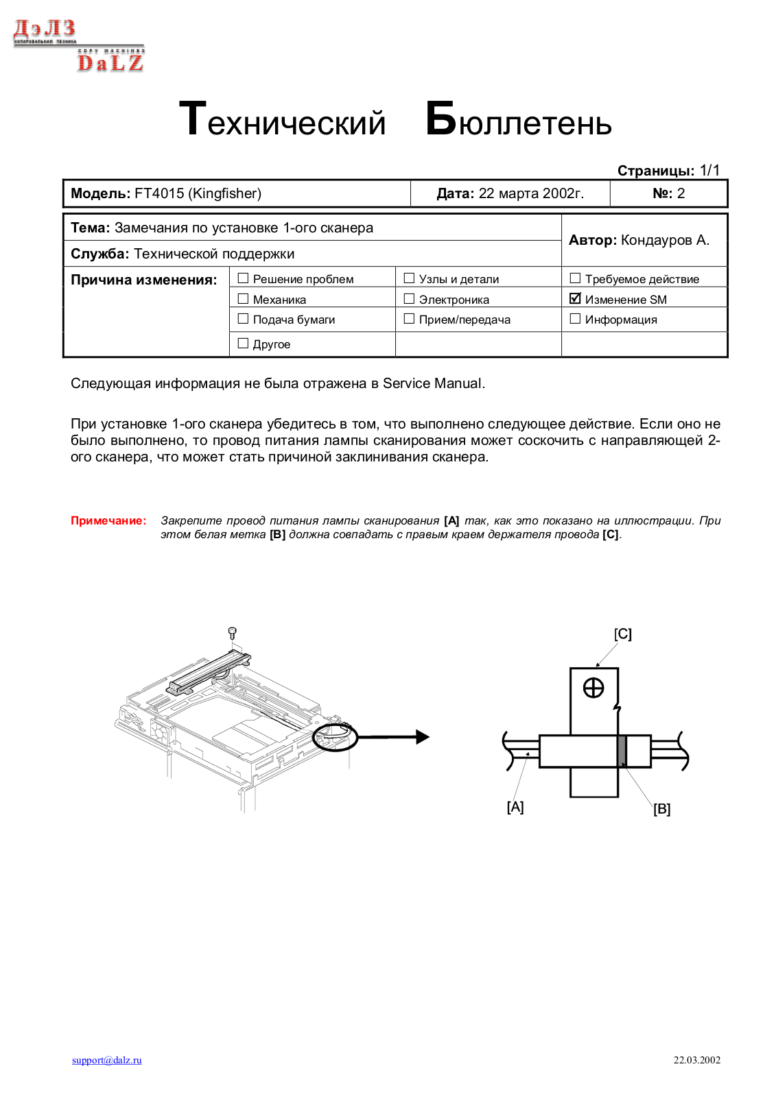 Ricoh FT4015 Servis Bulletin TB3