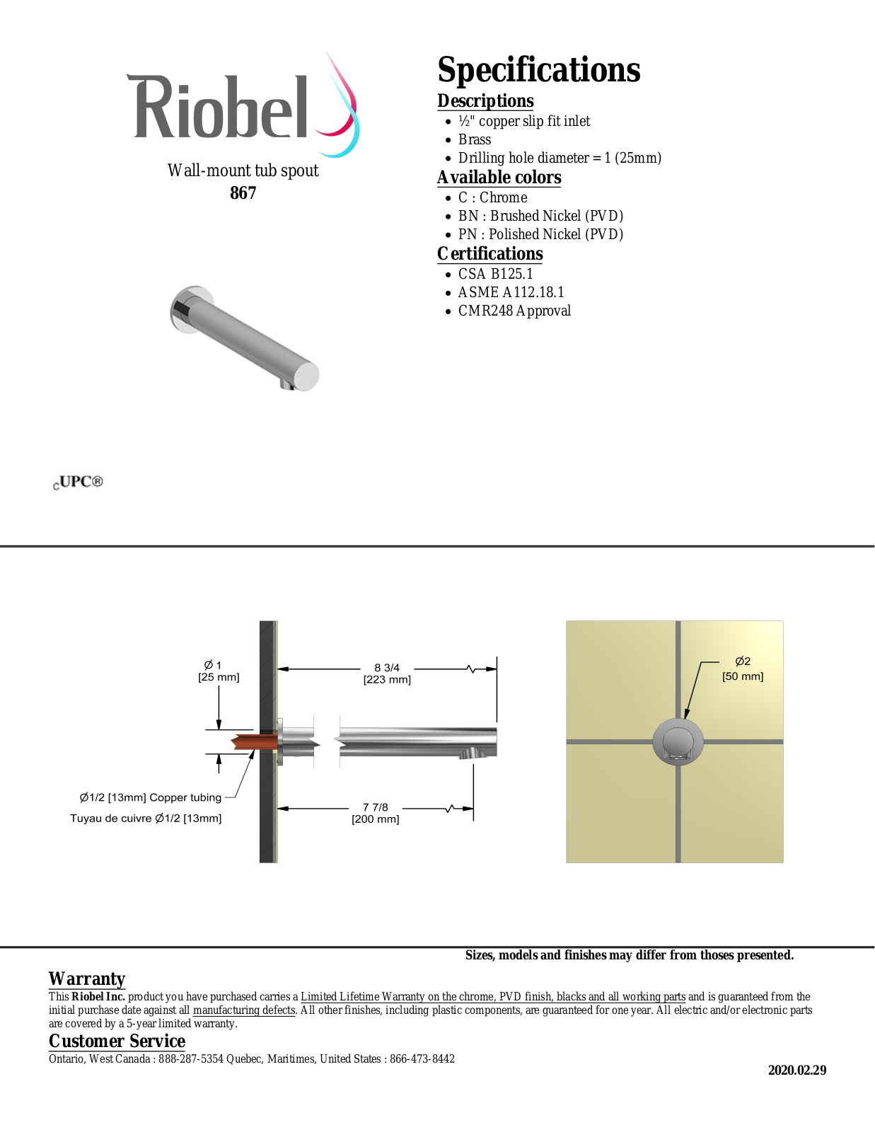 Riobel 867PN Specifications - ManualMachine.com