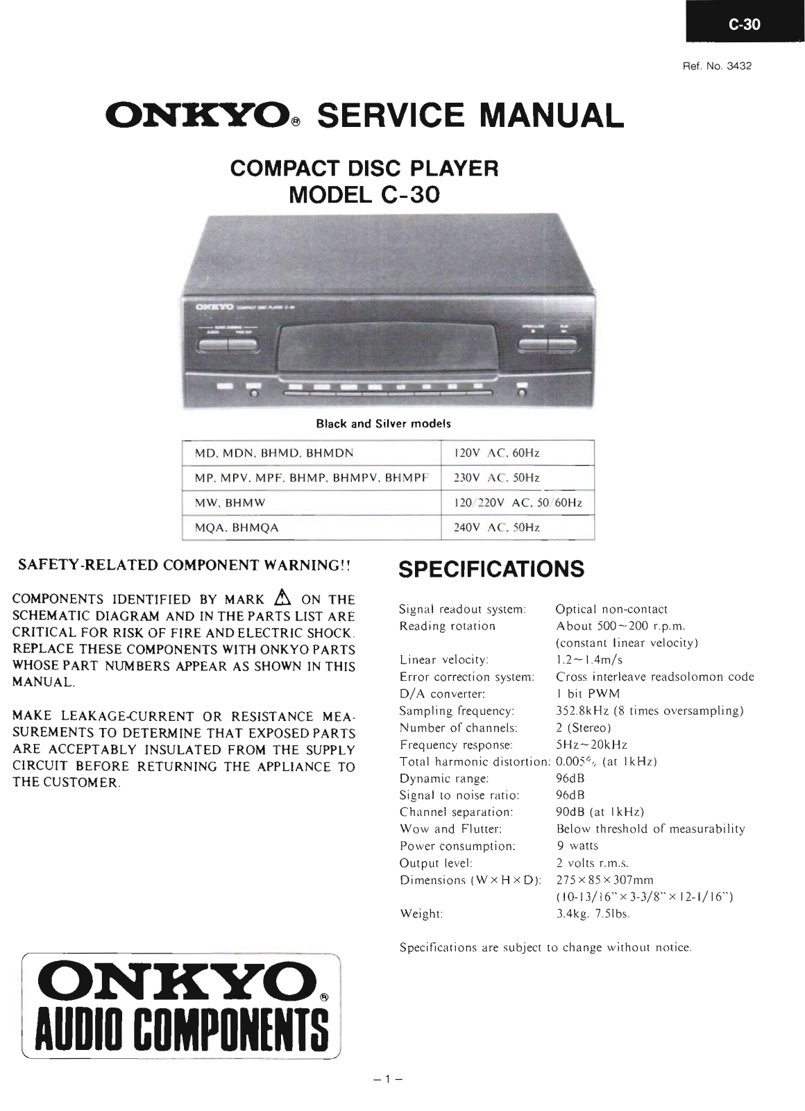 Onkyo C-30 Service Manual