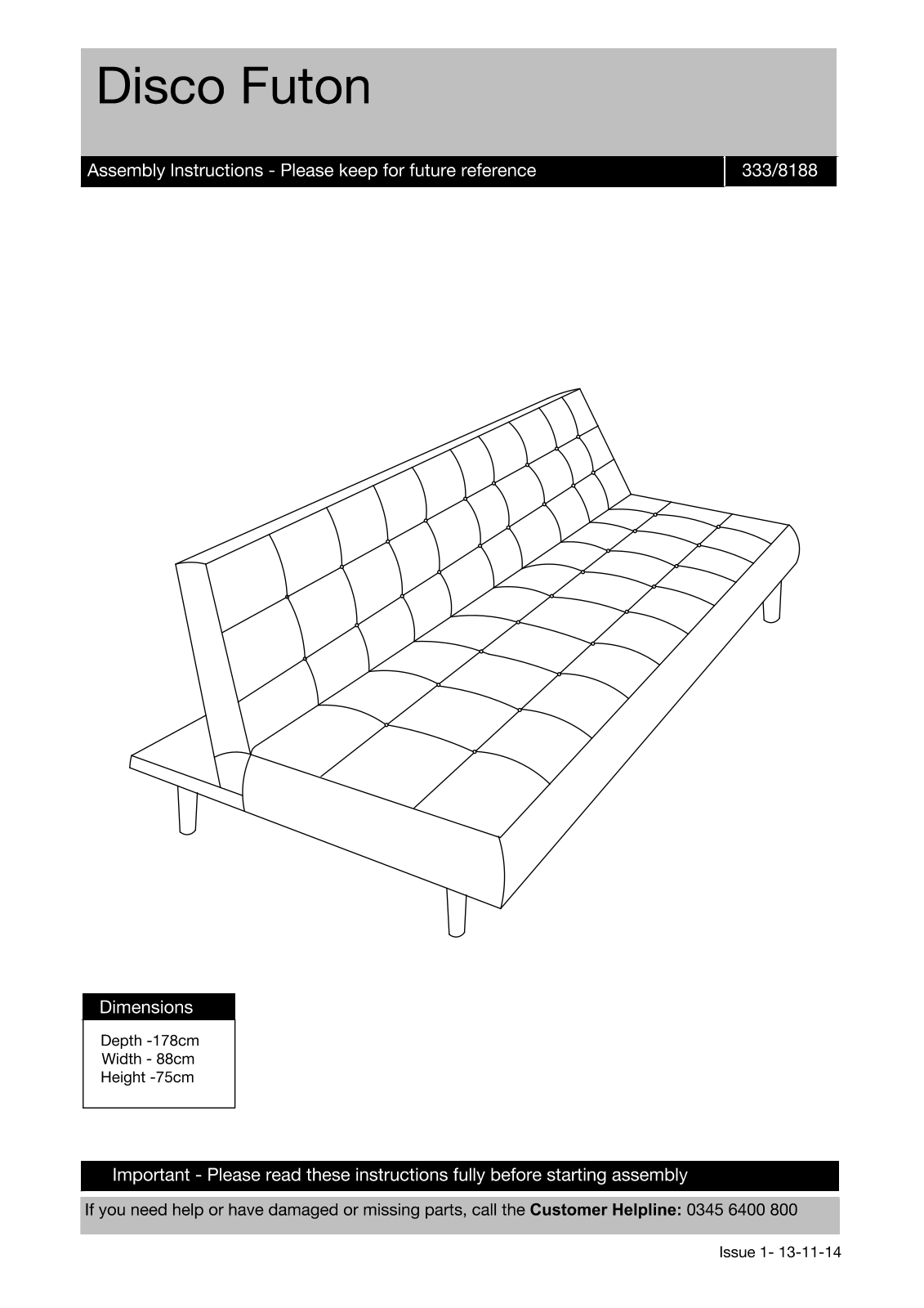 Argos X 03338188 ASSEMBLY INSTRUCTIONS