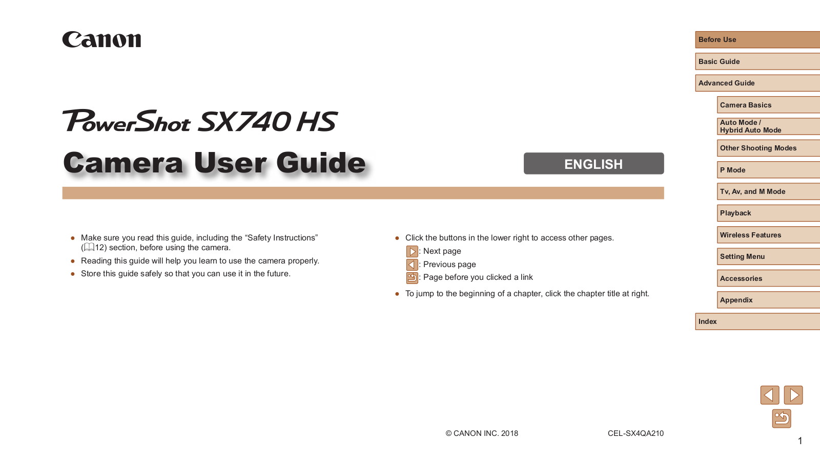 Canon SX740 HS User Manual