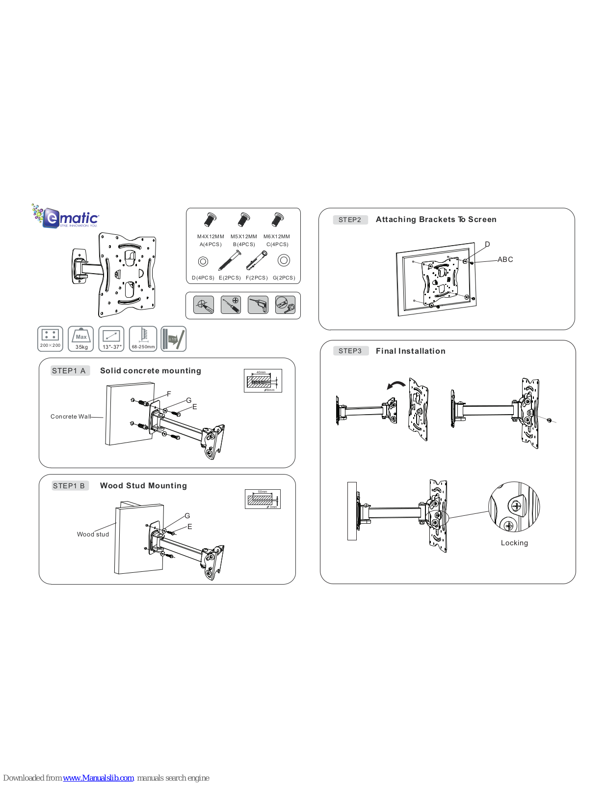 Ematic Attaching Brackets Quick Quide