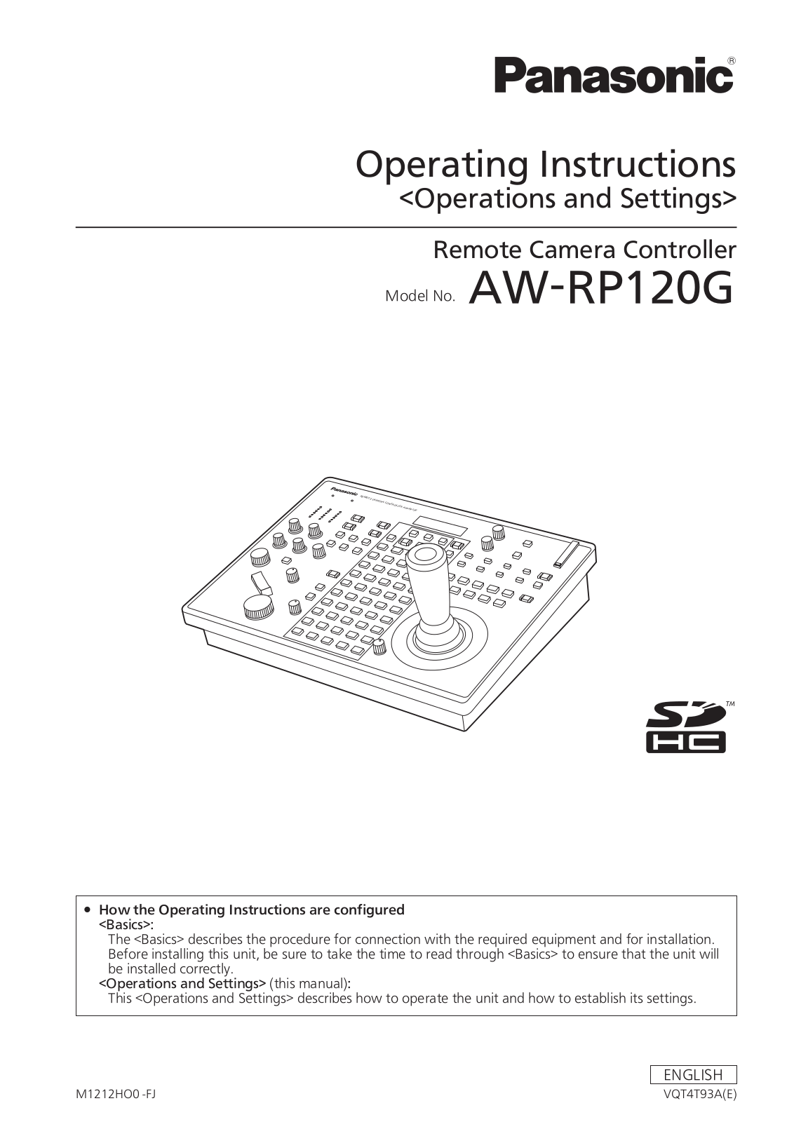 Panasonic aw-rp120 Operation Manual