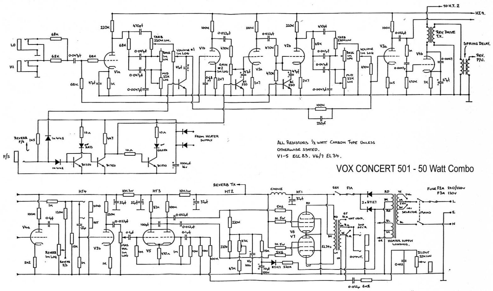 Vox 501  1980 schematic