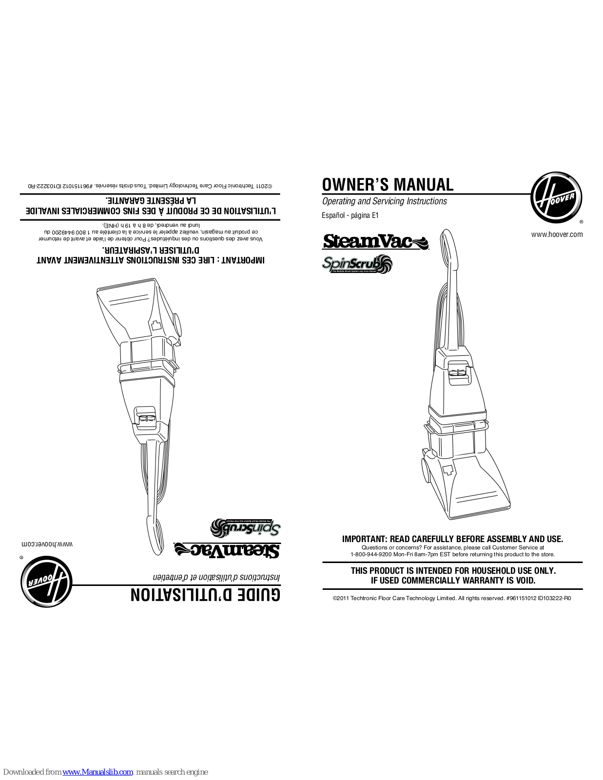 Hoover FH50047, FH50026, FH50044, f5915905 Owner's Manual