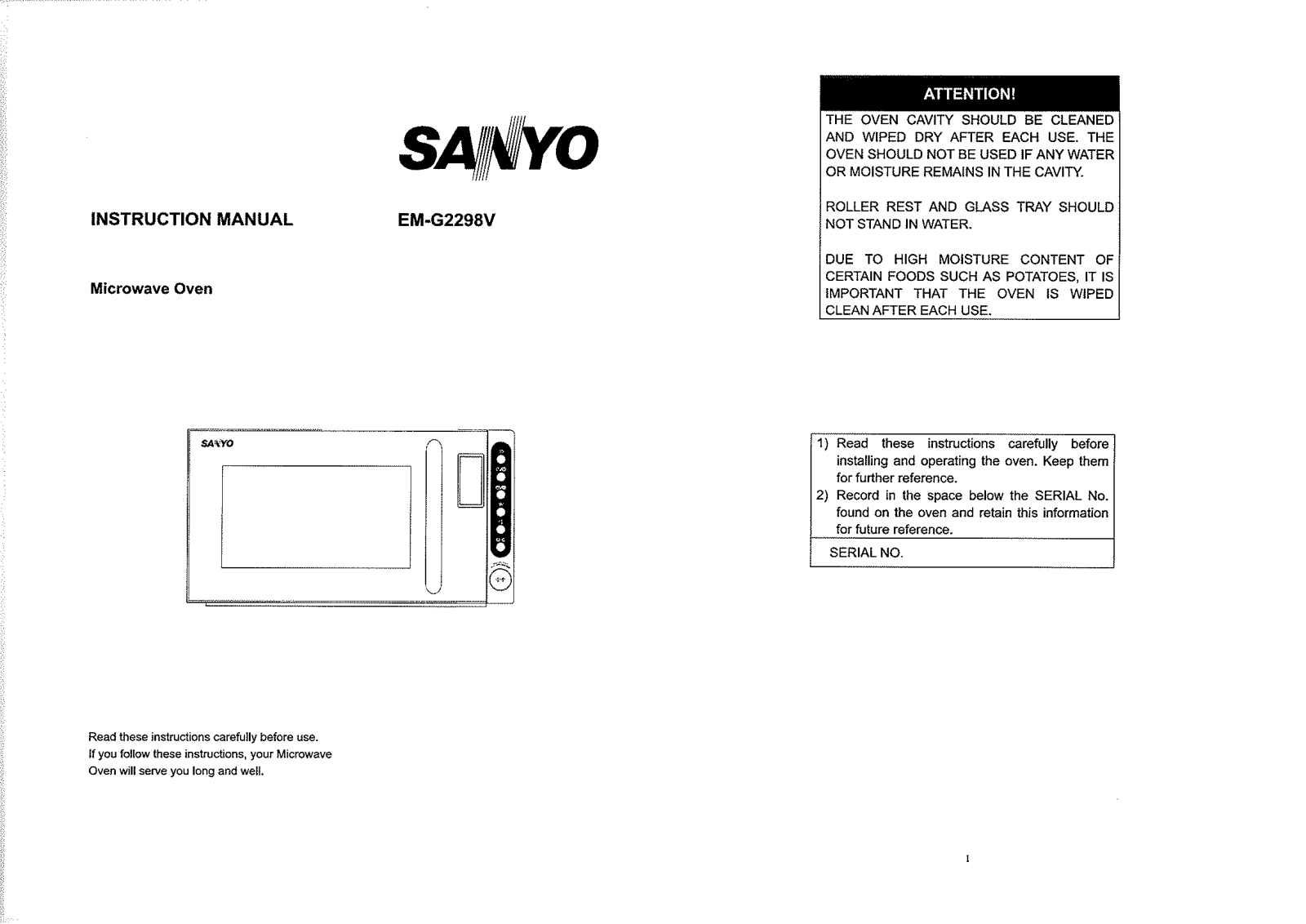 Sanyo EM-G2298V Instruction Manual