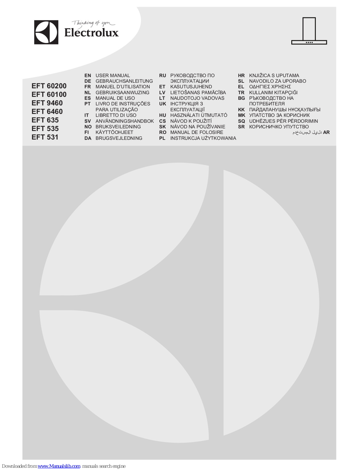 ELECTROLUX EFT60003X, EFT 60001, EFT60004K, EFT 60002 User Manual