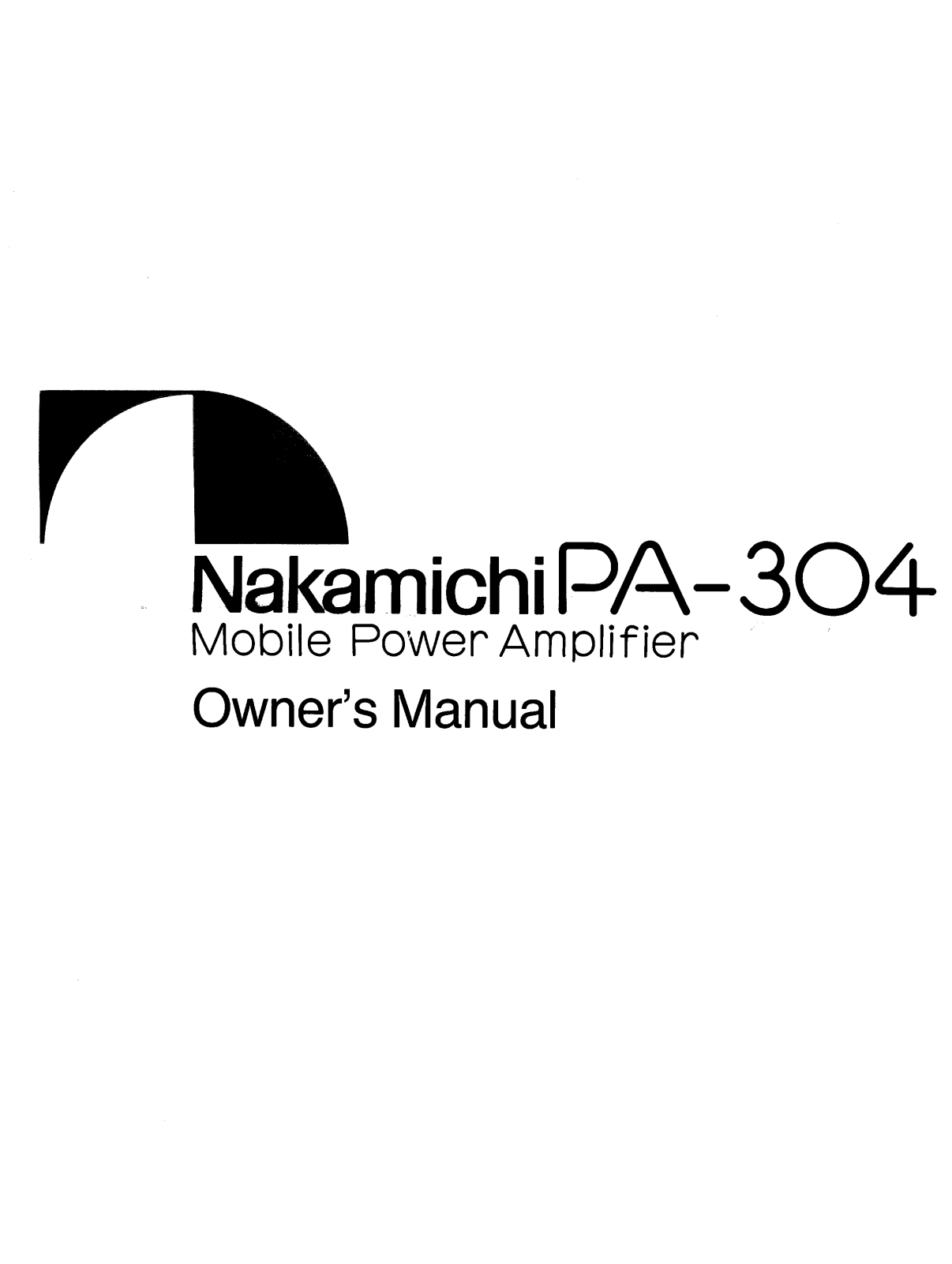 Nakamichi PA-304 Owners manual