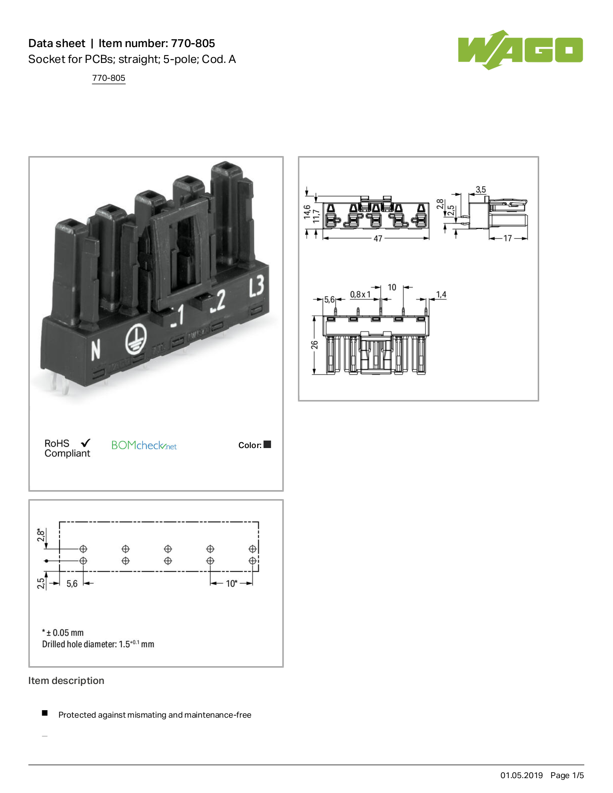 Wago 770-805 Data Sheet