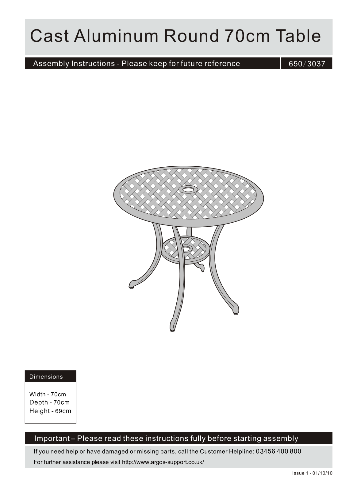 Argos 650 3037 User guide - ManualMachine.com