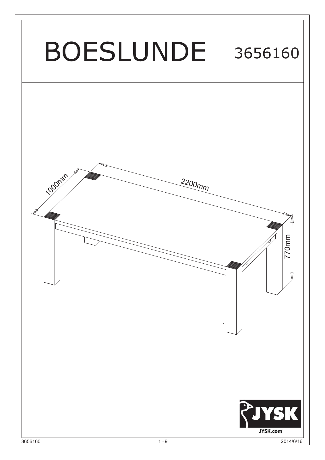 JYSK Boeslunde User Manual