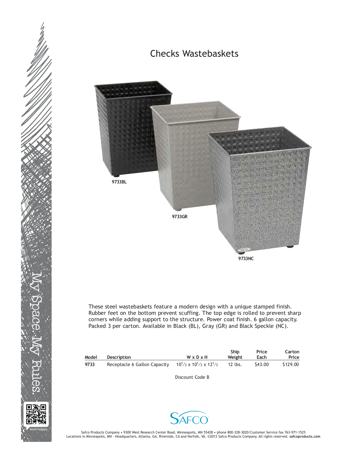 Safco 9733NC User Manual