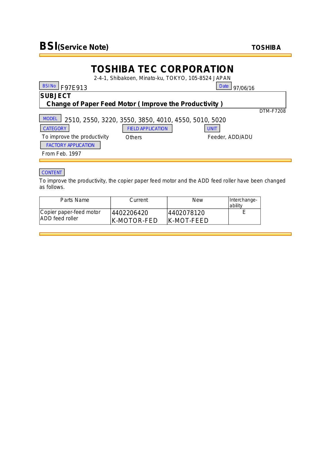 Toshiba f97e913 Service Note - ManualMachine.com