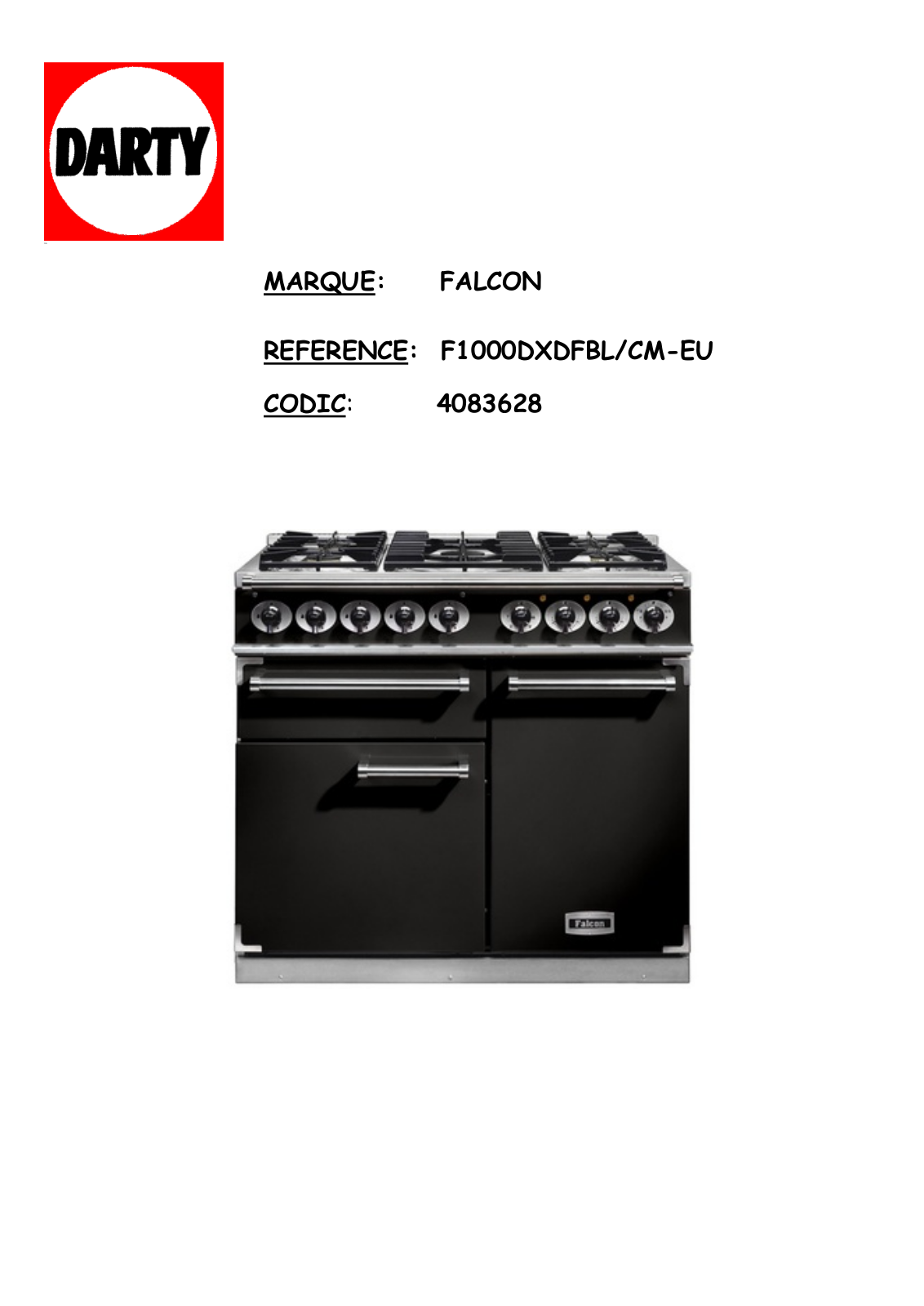 FALCON F1000DFBLBM, F1000DFCRCG, F1000DFCRBM, F1000DFSSCGEU, F1000DFCRC User Manual