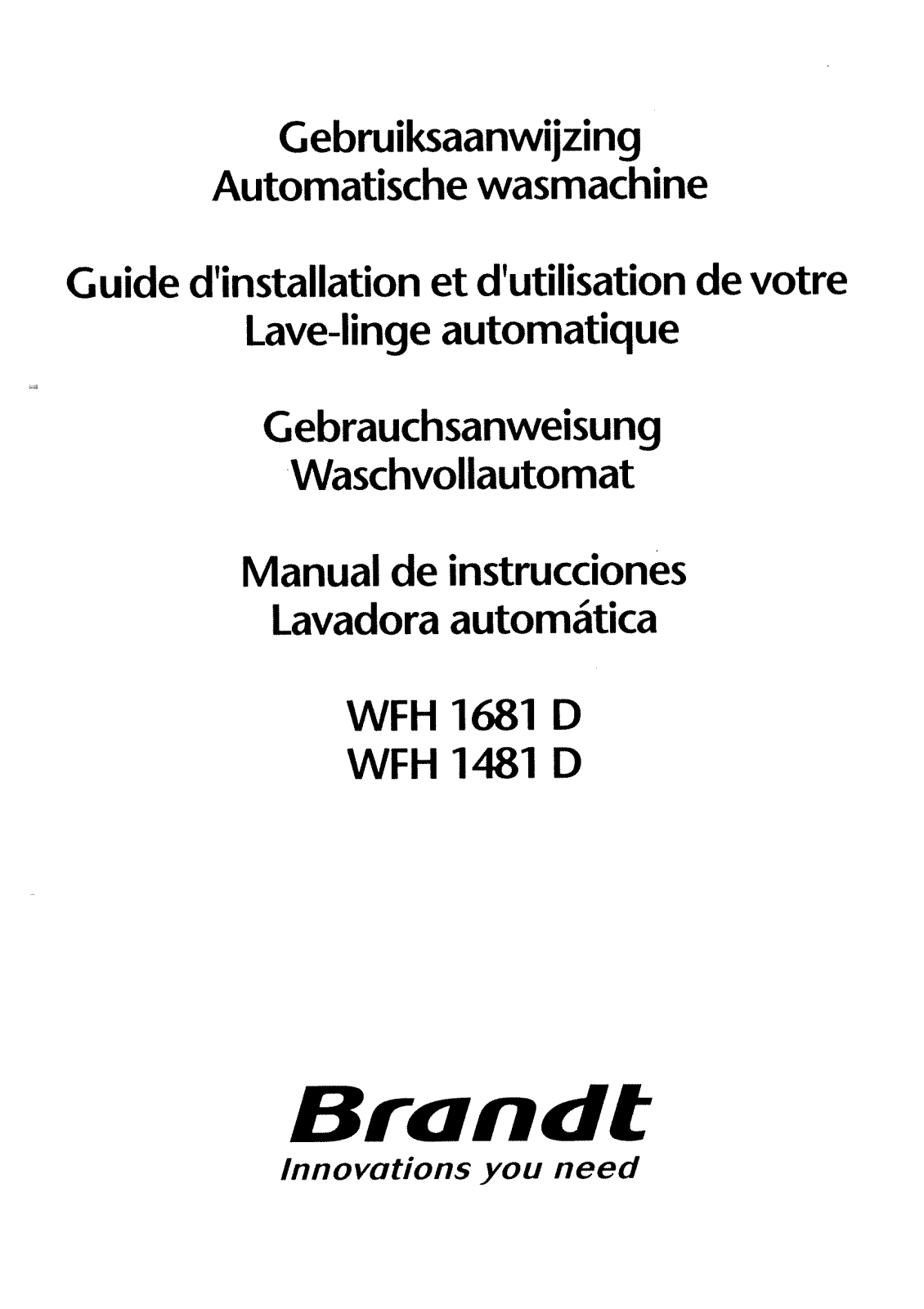 BRANDT WFH1681D User Manual