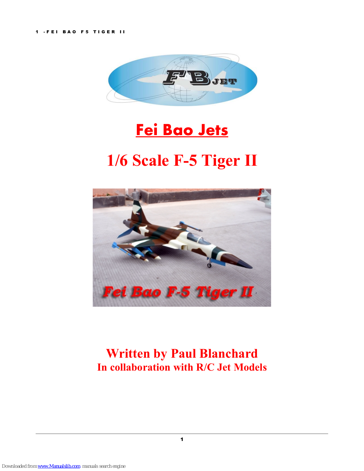 FB Jets F-5 Tiger II User Manual - ManualMachine.com