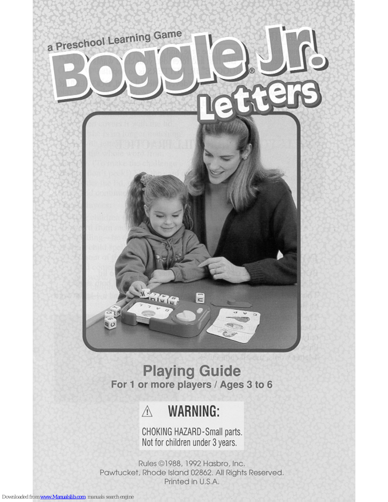 Parker Brothers Boggle Jr. Letters Playing Manual