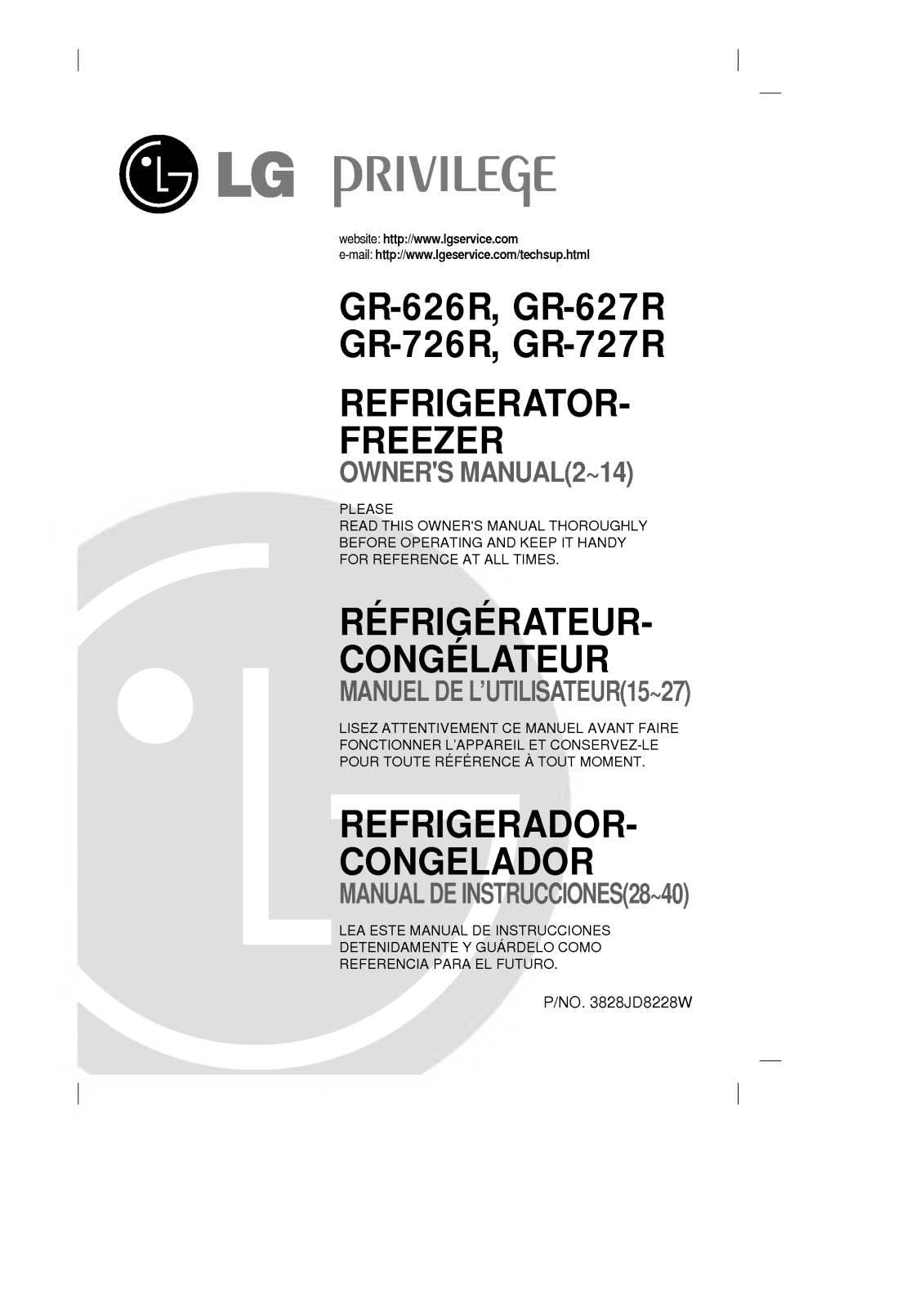 LG GR-626R, GR-627R User Manual